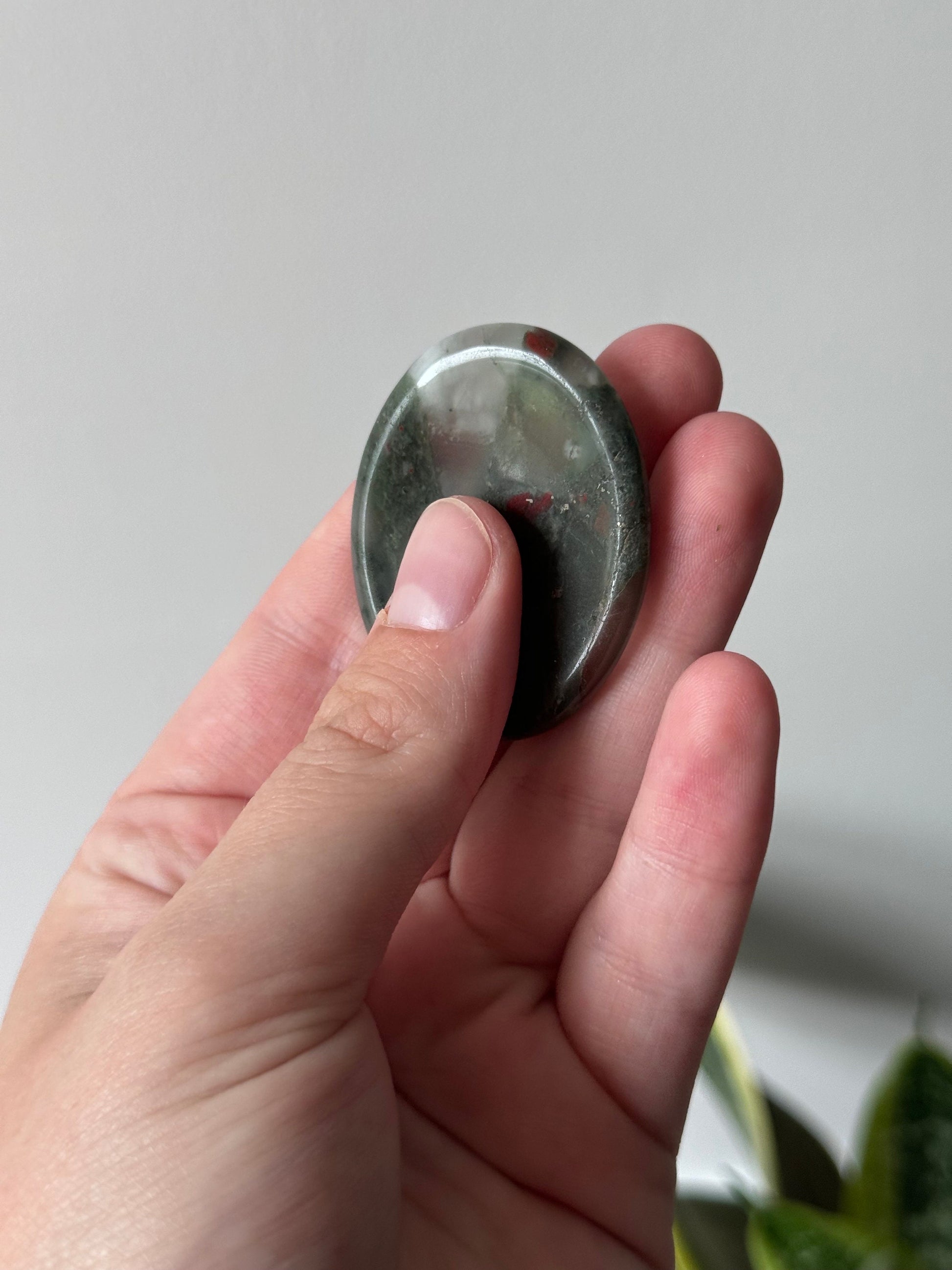 Gorgeous Bloodstone Jasper Worry Stone Carvings | Touch Stone Pocket Stone Thumb Stone