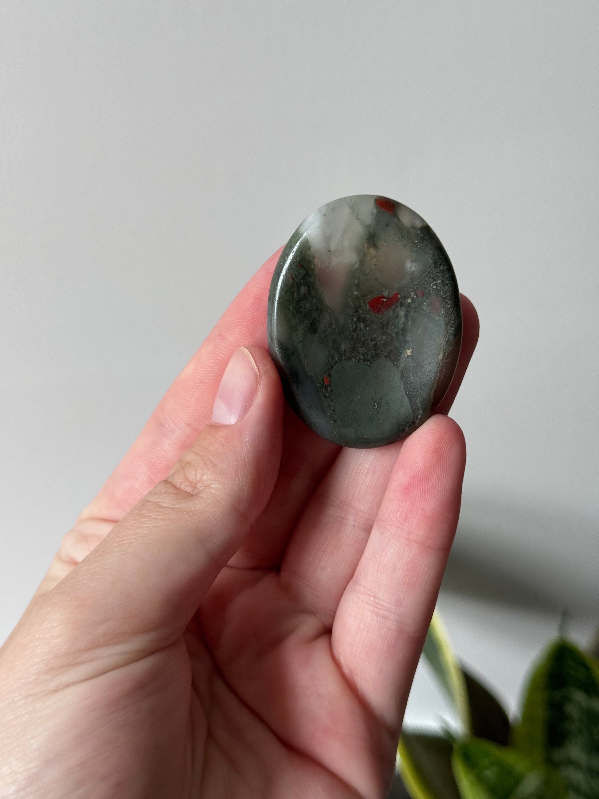 Gorgeous Bloodstone Jasper Worry Stone Carvings | Touch Stone Pocket Stone Thumb Stone