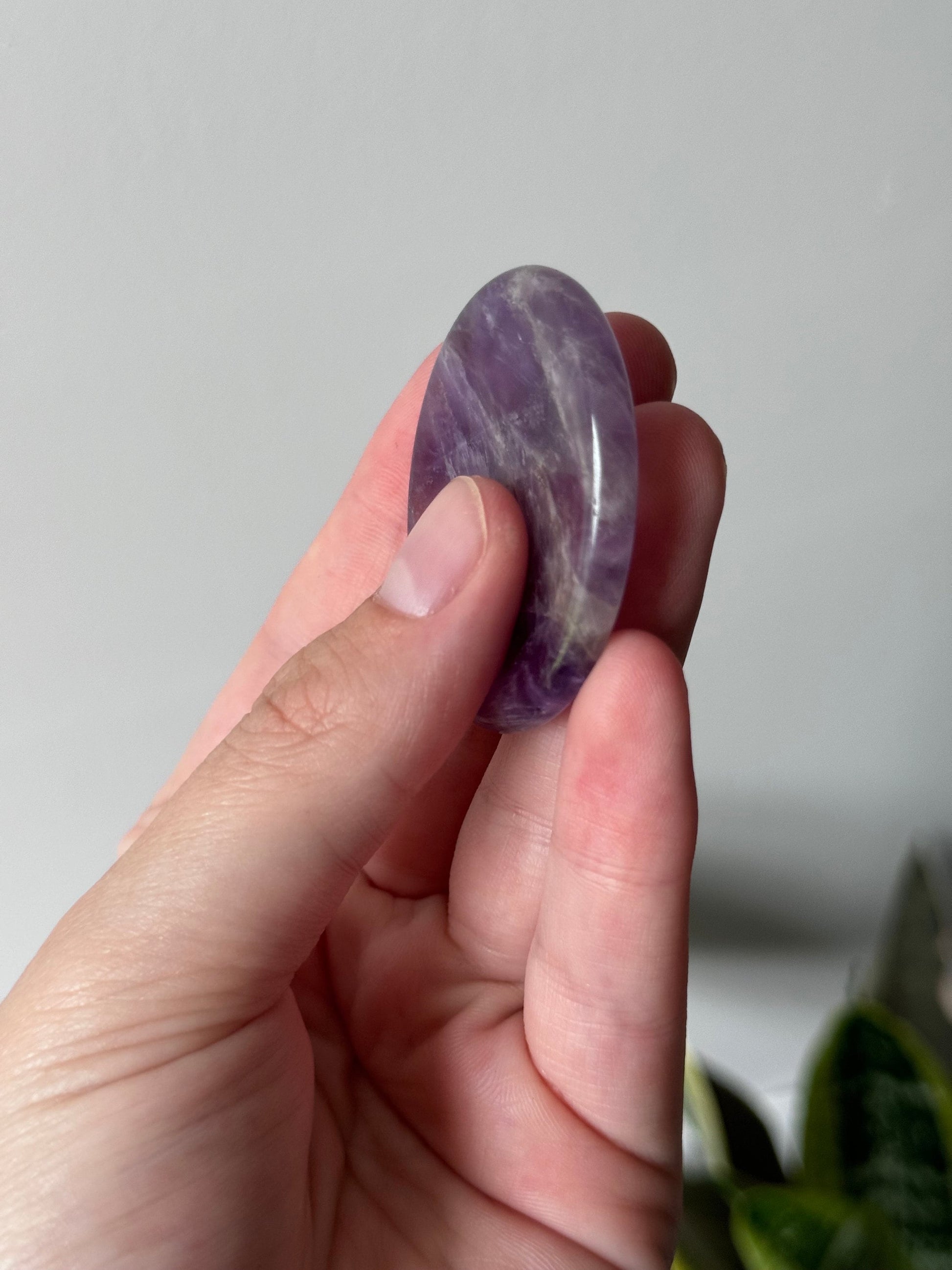 Gorgeous Amethyst Worry Stone Carving | Touch Stone Pocket Stone Thumb Stone