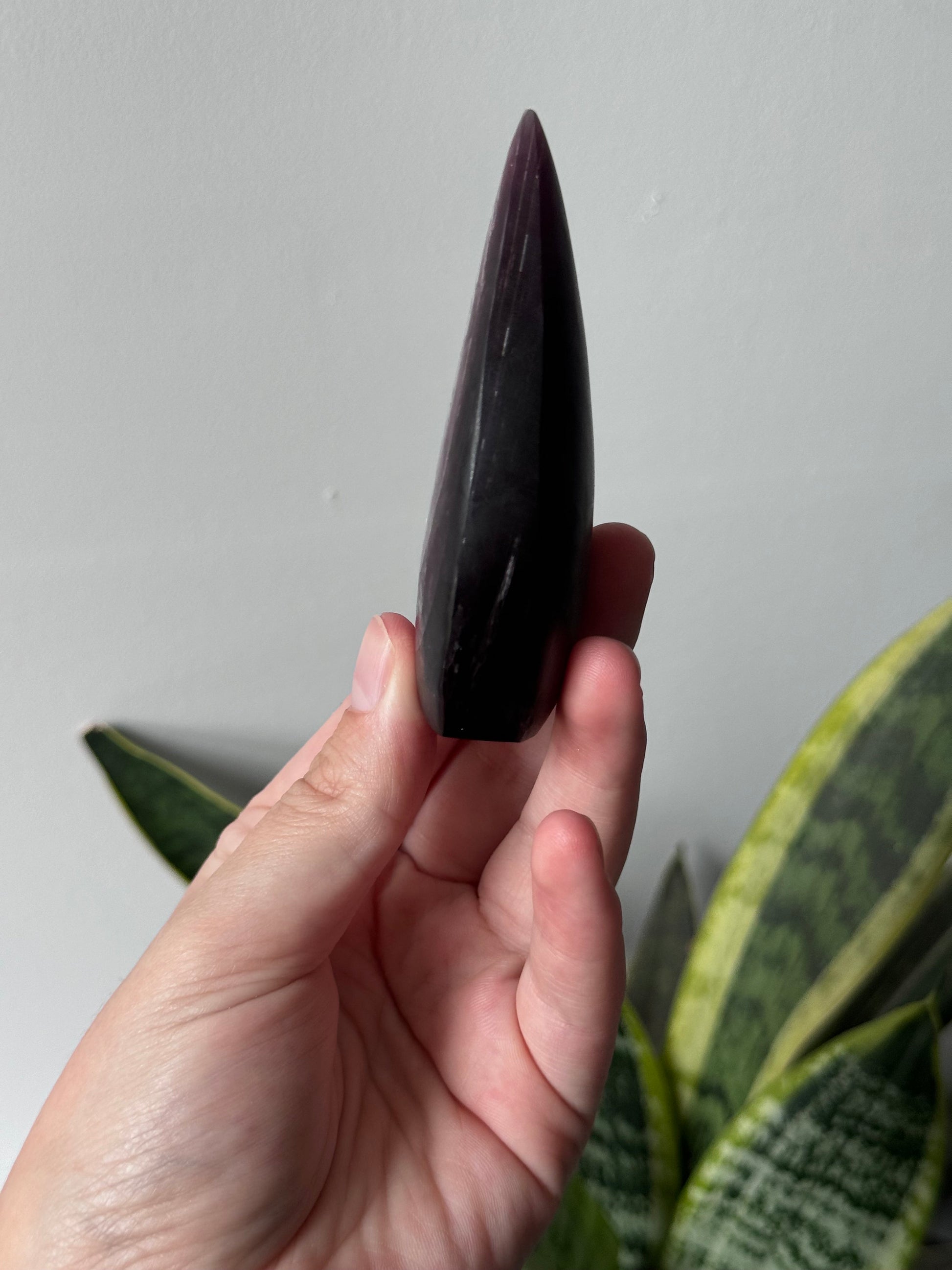 Gorgeous Flashy Gem Lepidolite Flame Carving | Lepidolite Freeform