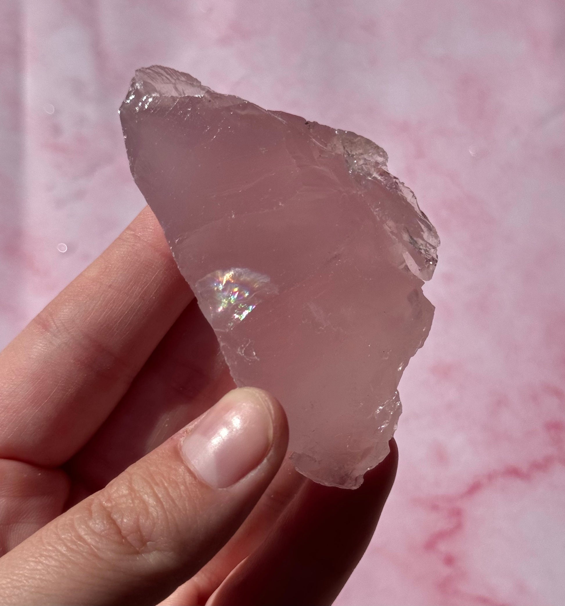 Gorgeous High Quality Rose Quartz Chunk with Rainbows from Brazil | Raw Rose Quartz