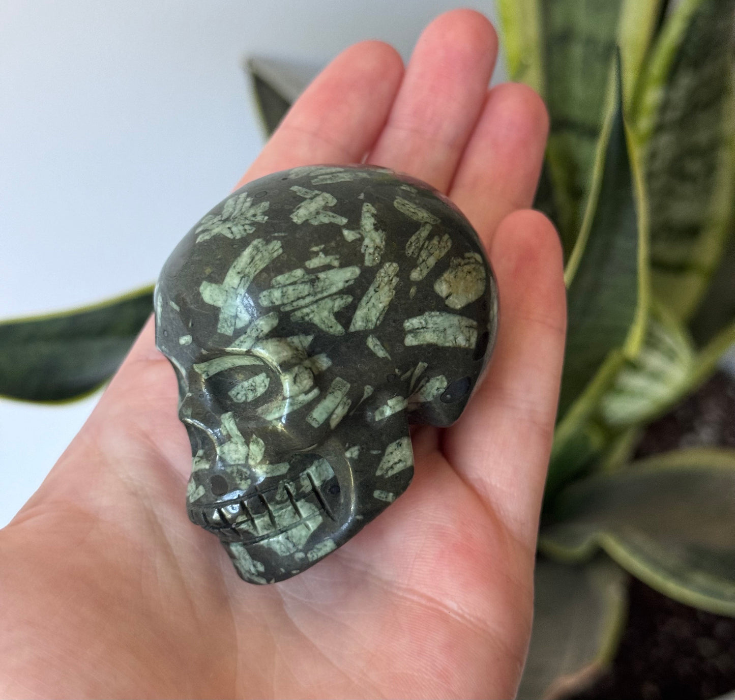 Gorgeous Flower Stone Skull Carvings | Chrysanthemum Stone Skulls