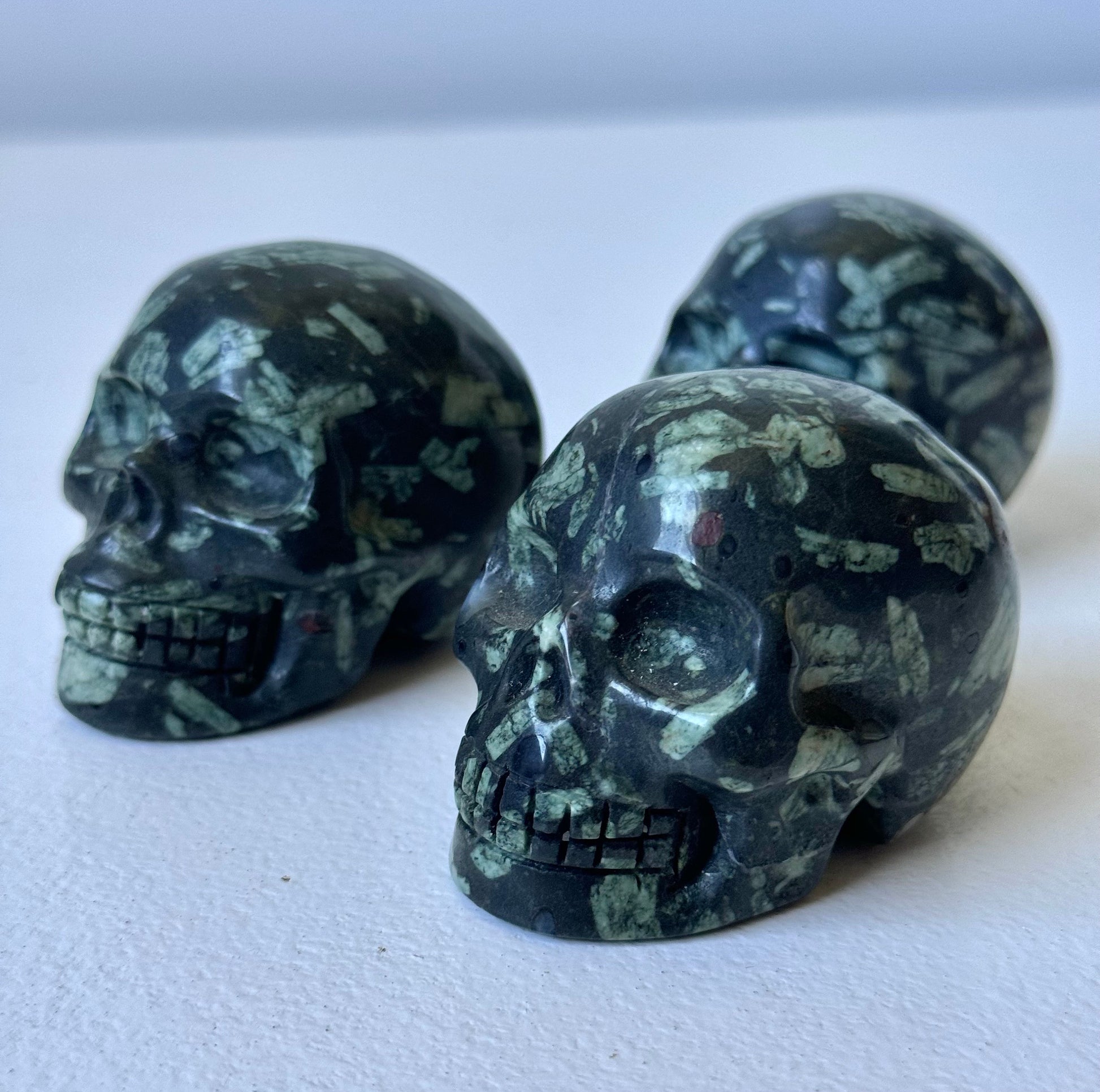 Gorgeous Flower Stone Skull Carvings | Chrysanthemum Stone Skulls