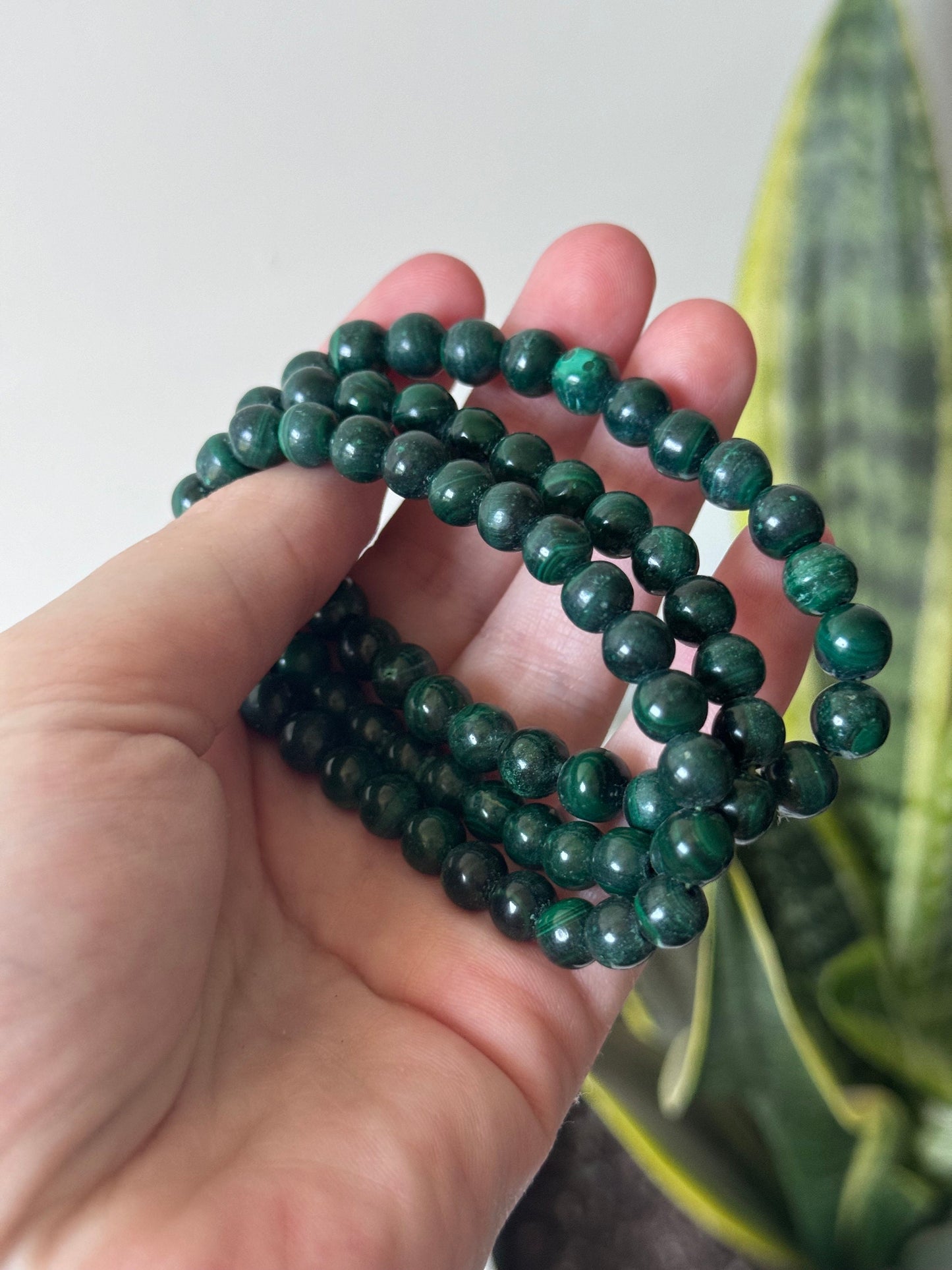 Gorgeous Malachite Bracelets 6mm Handmade Gemstone Bracelet Deep Green Malachite