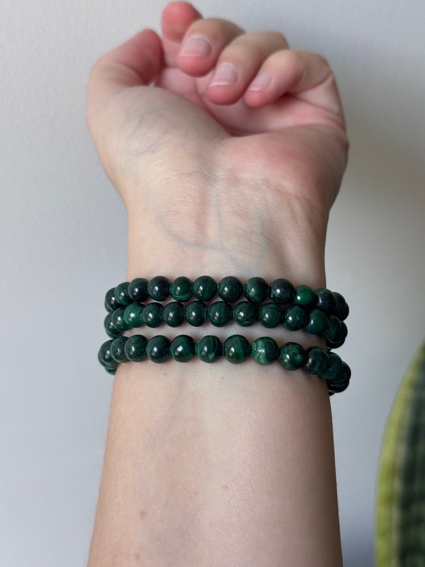 Gorgeous Malachite Bracelets 6mm Handmade Gemstone Bracelet Deep Green Malachite
