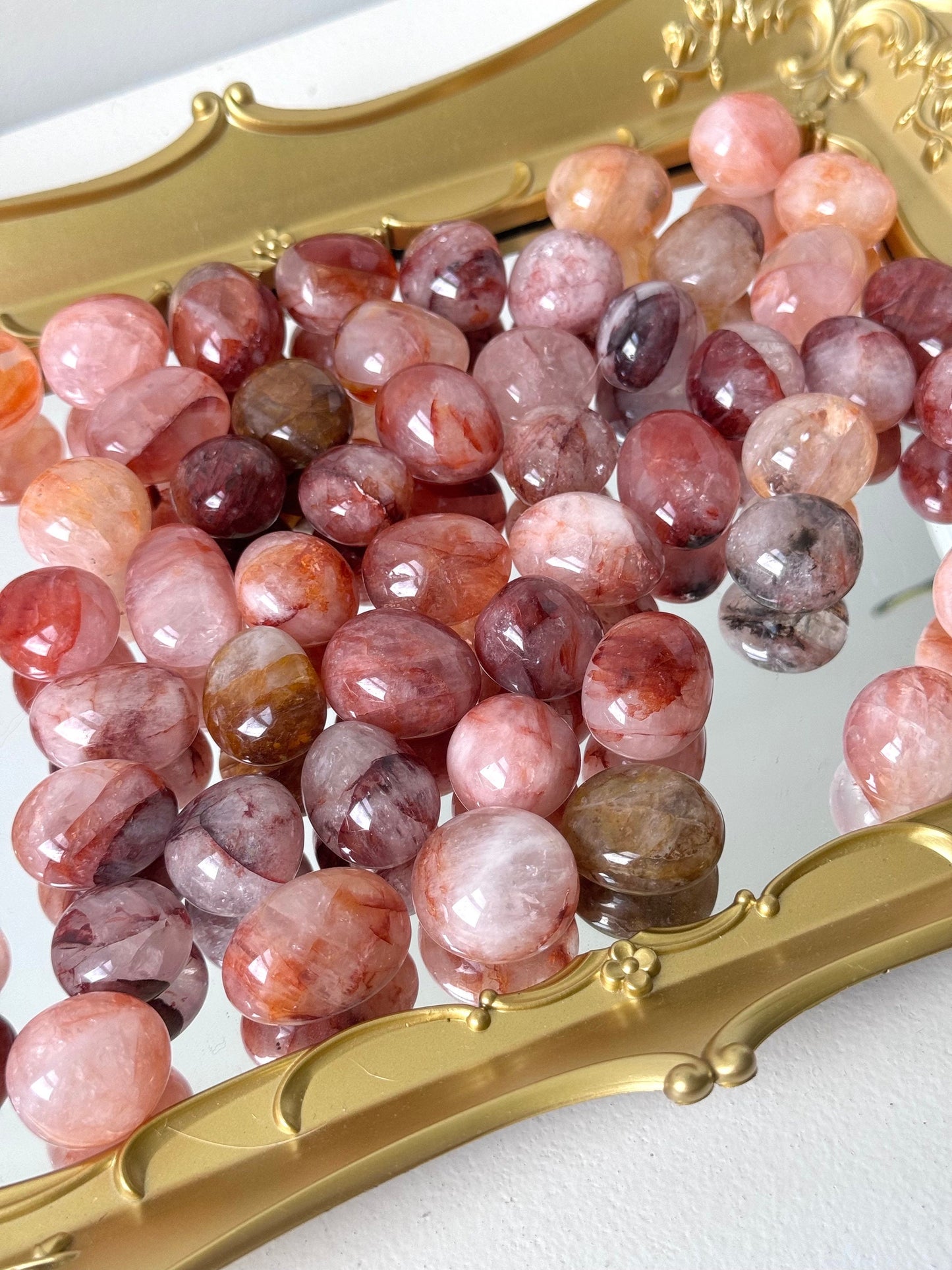 Beautiful Fire Quartz Tumbled Stones | Hematoid Quartz Tumbles
