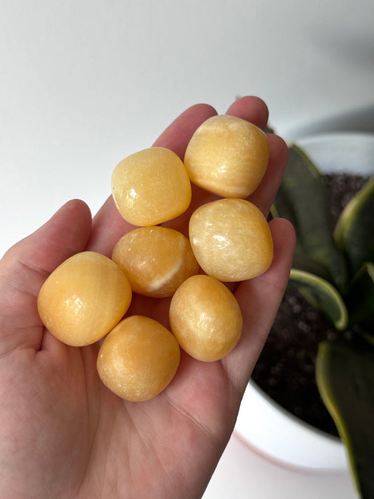 Large Orange Calcite Tumbled Stones | Orange Calcite Tumbles