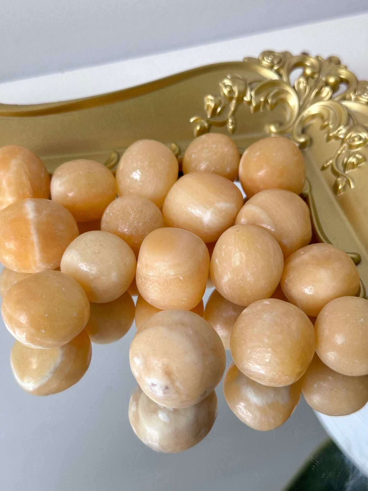 Large Orange Calcite Tumbled Stones | Orange Calcite Tumbles