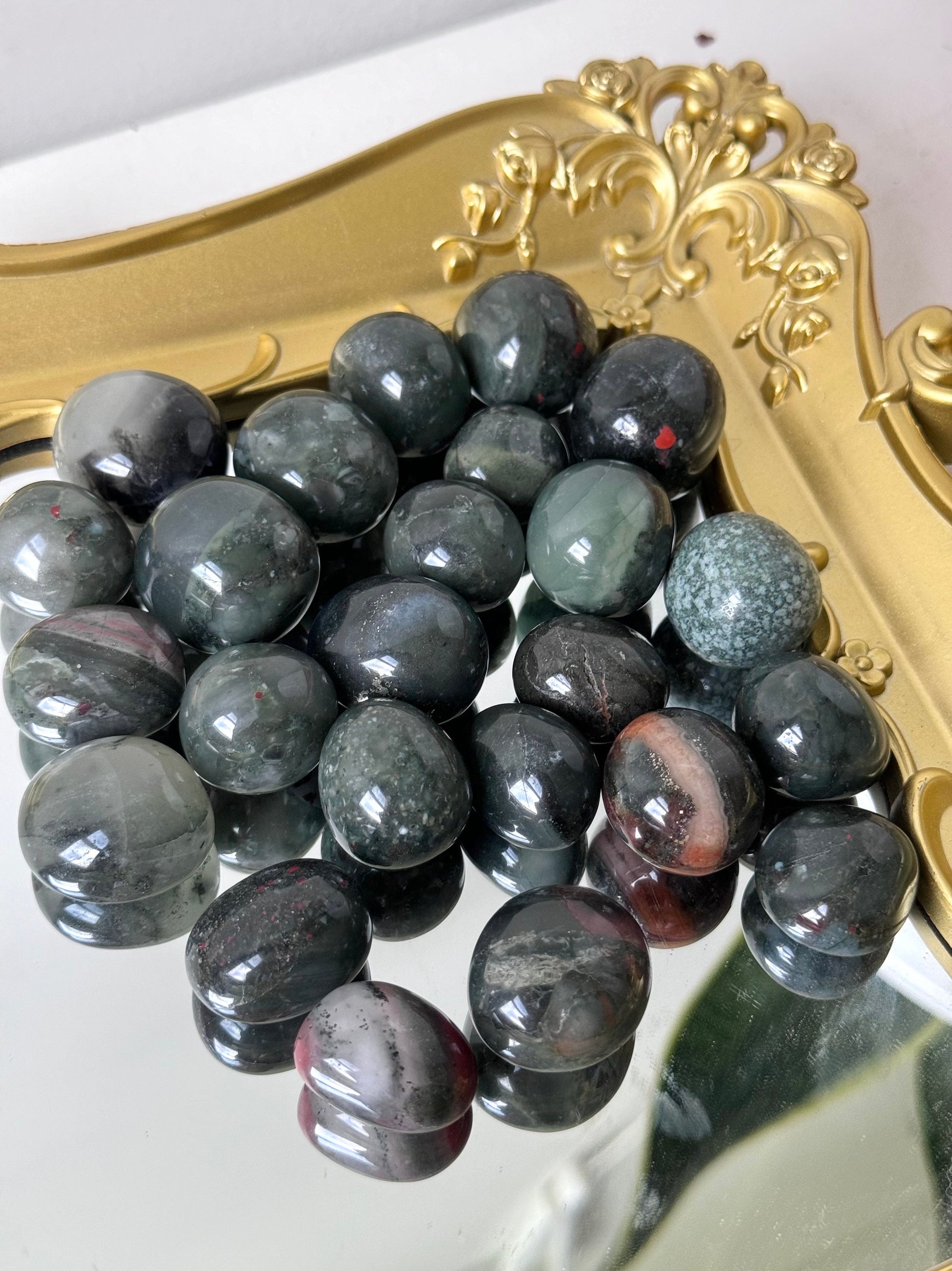 African Blood Stone Jasper Tumbled Stones | Blood Stone Tumbles