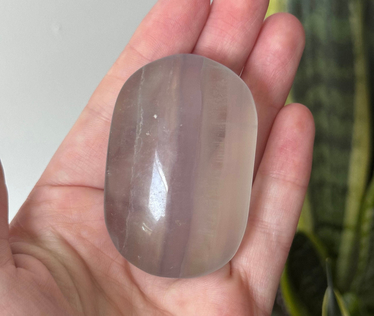 Beautiful Clear Fluorite Palm Stone | Banded Candy Fluorite Palm