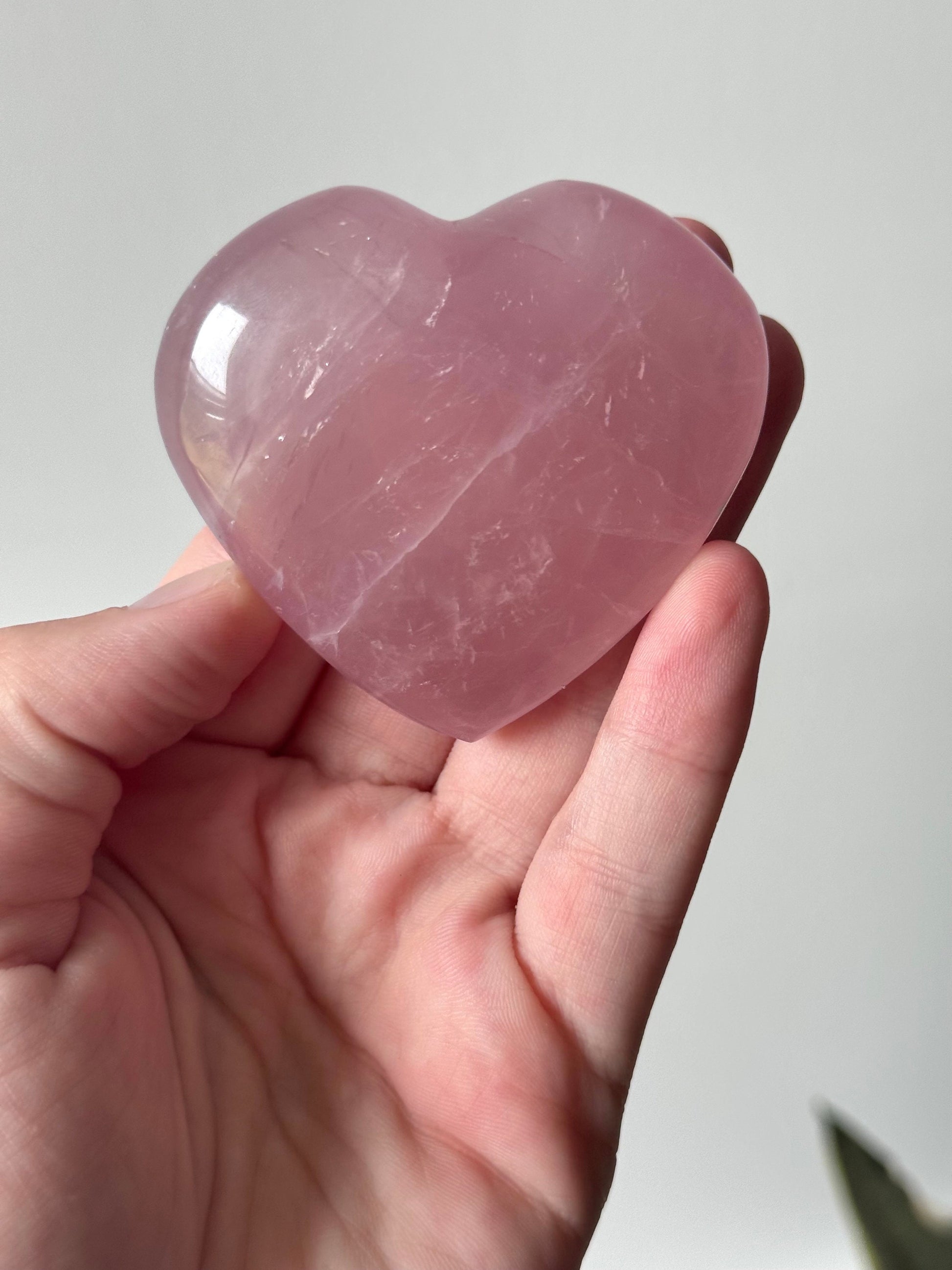 High Quality Rose Quartz Heart Carving | Gemmy Rose Quartz Puffy Heart