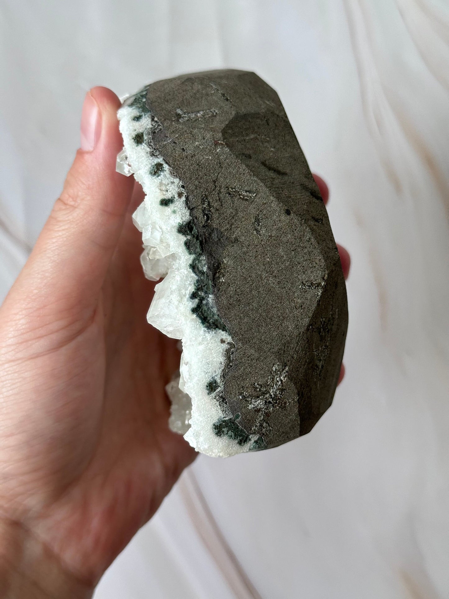 Gorgeous Raw Apophyllite on Chalcedony Cluster from India