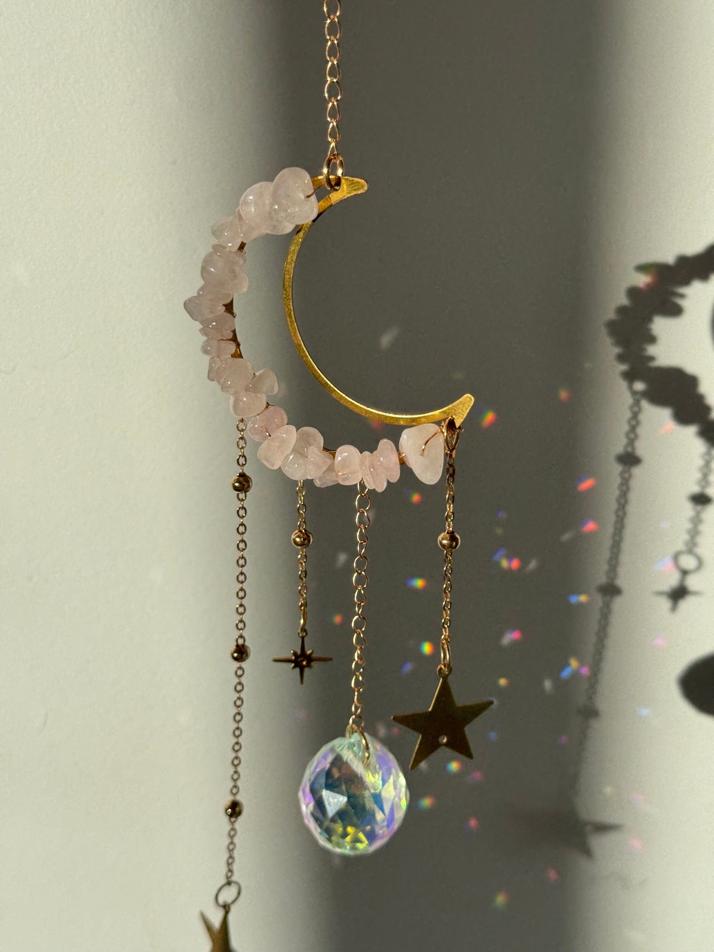 Gorgeous Rose Quartz Sun Catcher | Crystal Sun Catcher