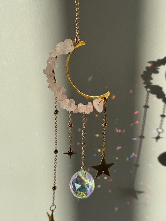 Gorgeous Rose Quartz Sun Catcher | Crystal Sun Catcher