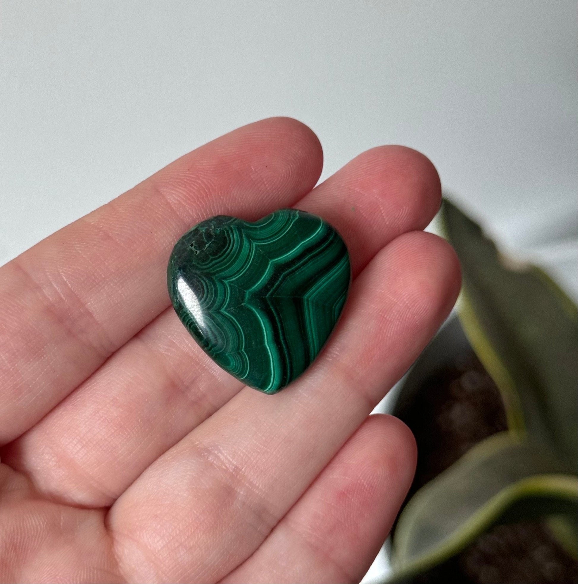 Beautiful Mini Malachite Heart Carvings | Miniature Banded Malachite Pocket Hearts