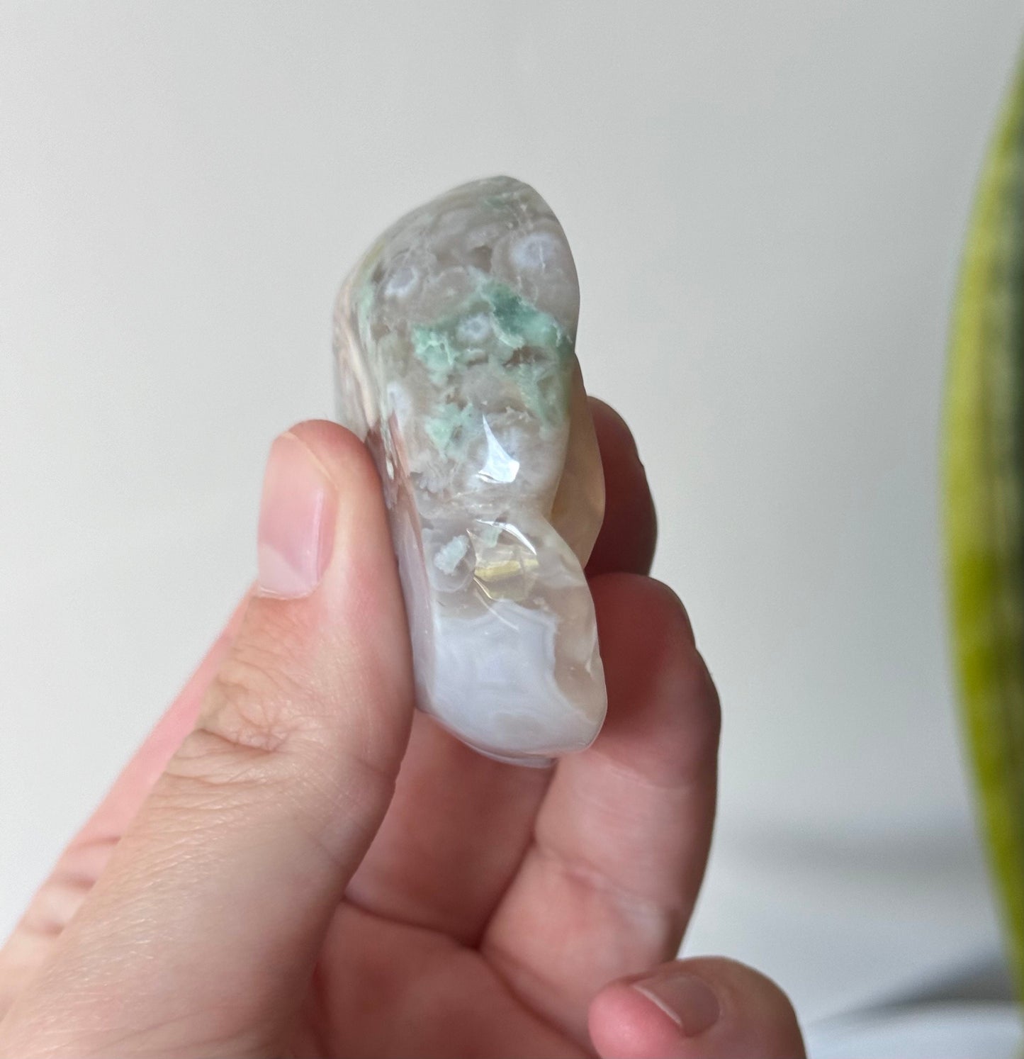 Gorgeous Green Flower Agate Rose Carving | Flower Agate Flower