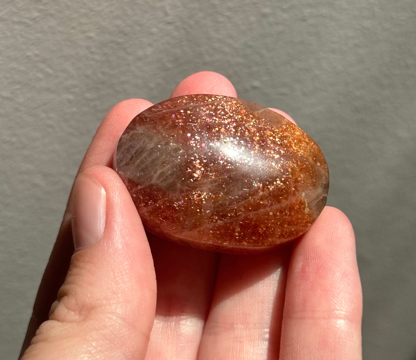 Gorgeous Sunstone Palm Stone | Shimmering Sunstone Palmstone