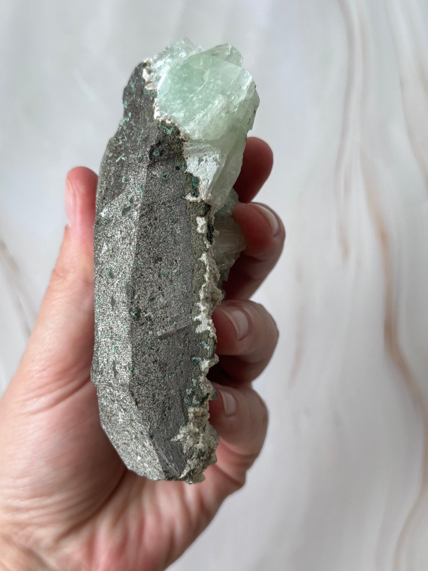 Stunning Green Apophyllite on Scolecite Specimen from India | Green Apophyllite on Scolecite Cluster