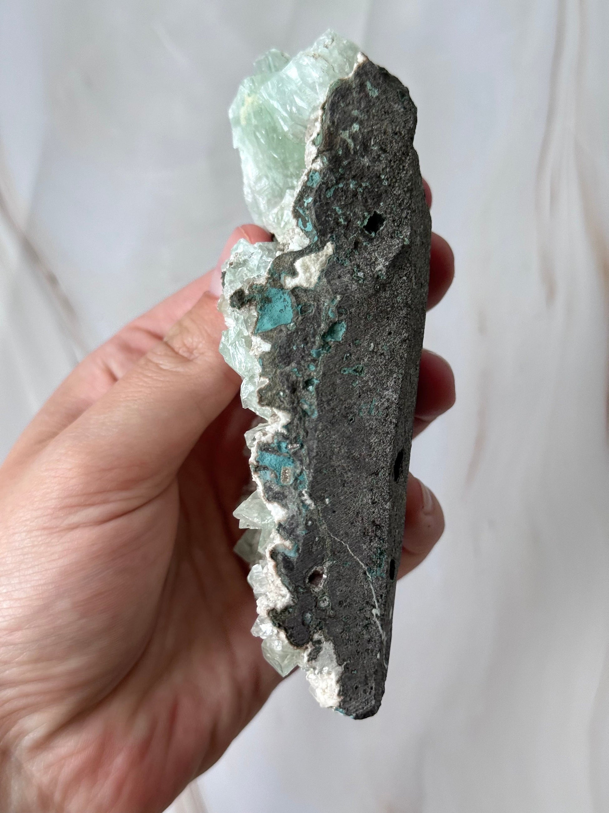 Stunning Green Apophyllite on Scolecite Specimen from India | Green Apophyllite on Scolecite Cluster