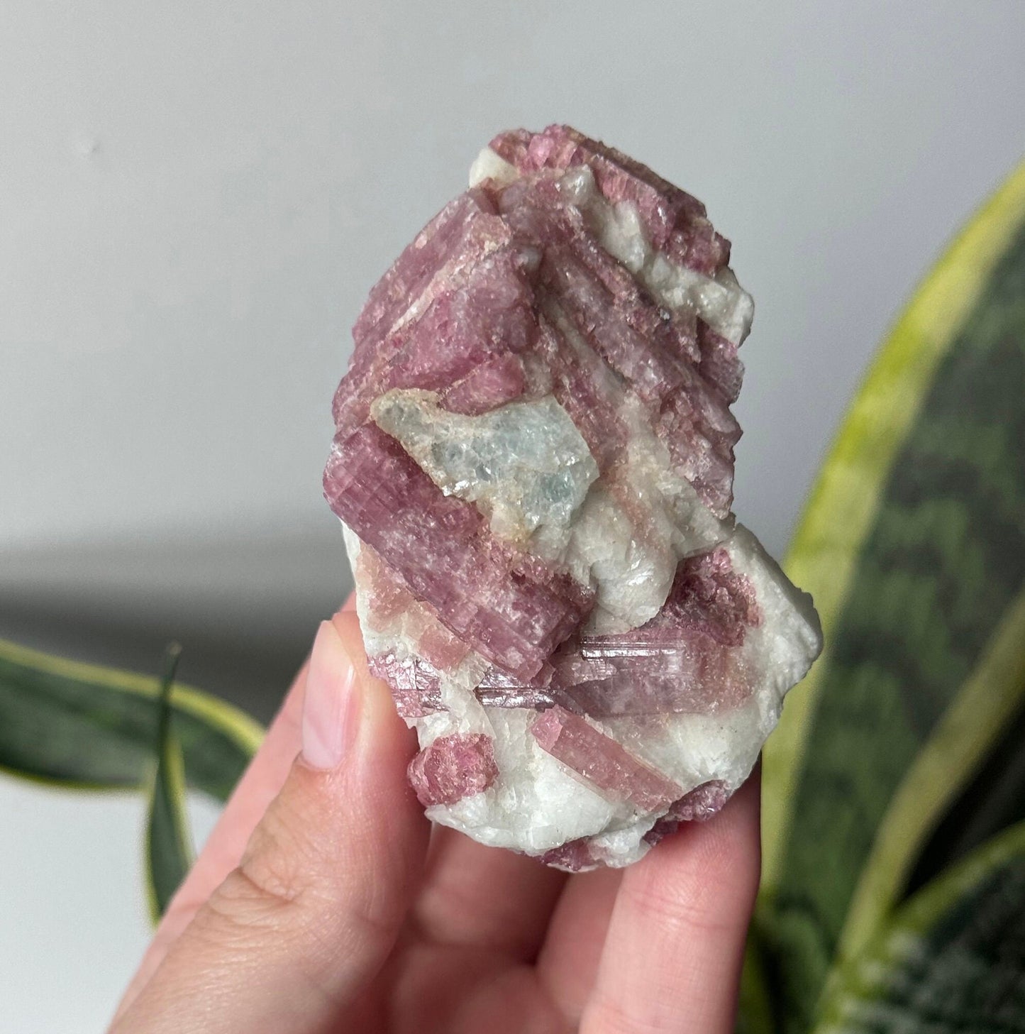 Gorgeous Pink Tourmaline on Albite with Aquamarine Specimen from Brazil