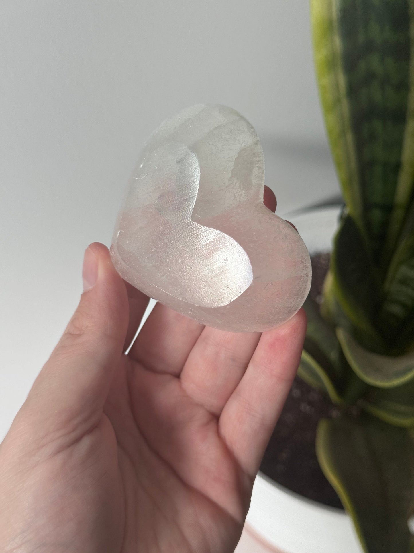 Stunning Satin Spar Heart Dish | Small Selenite Heart Bowl