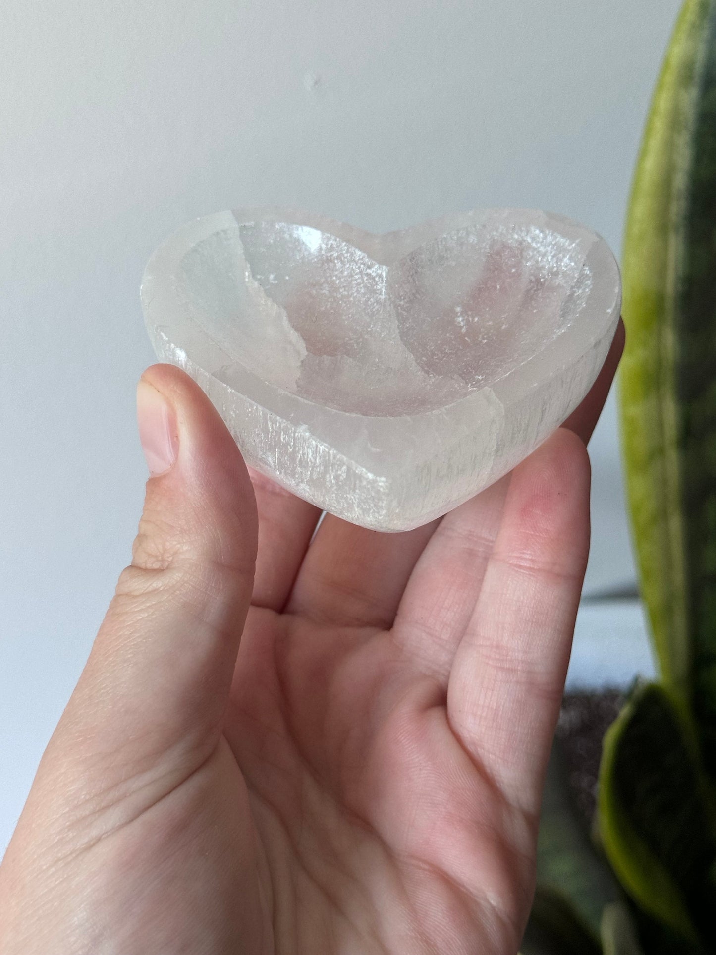 Stunning Satin Spar Heart Dish | Small Selenite Heart Bowl