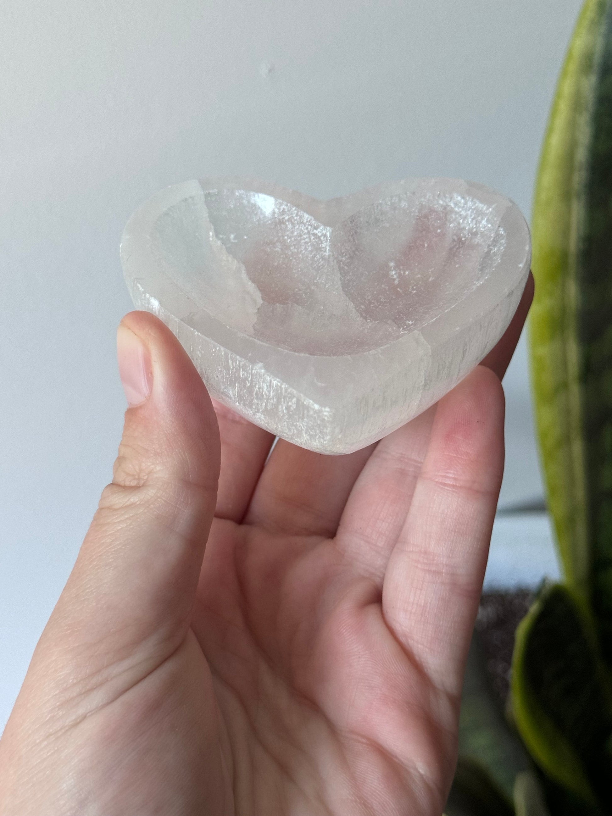 Stunning Satin Spar Heart Dish | Small Selenite Heart Bowl