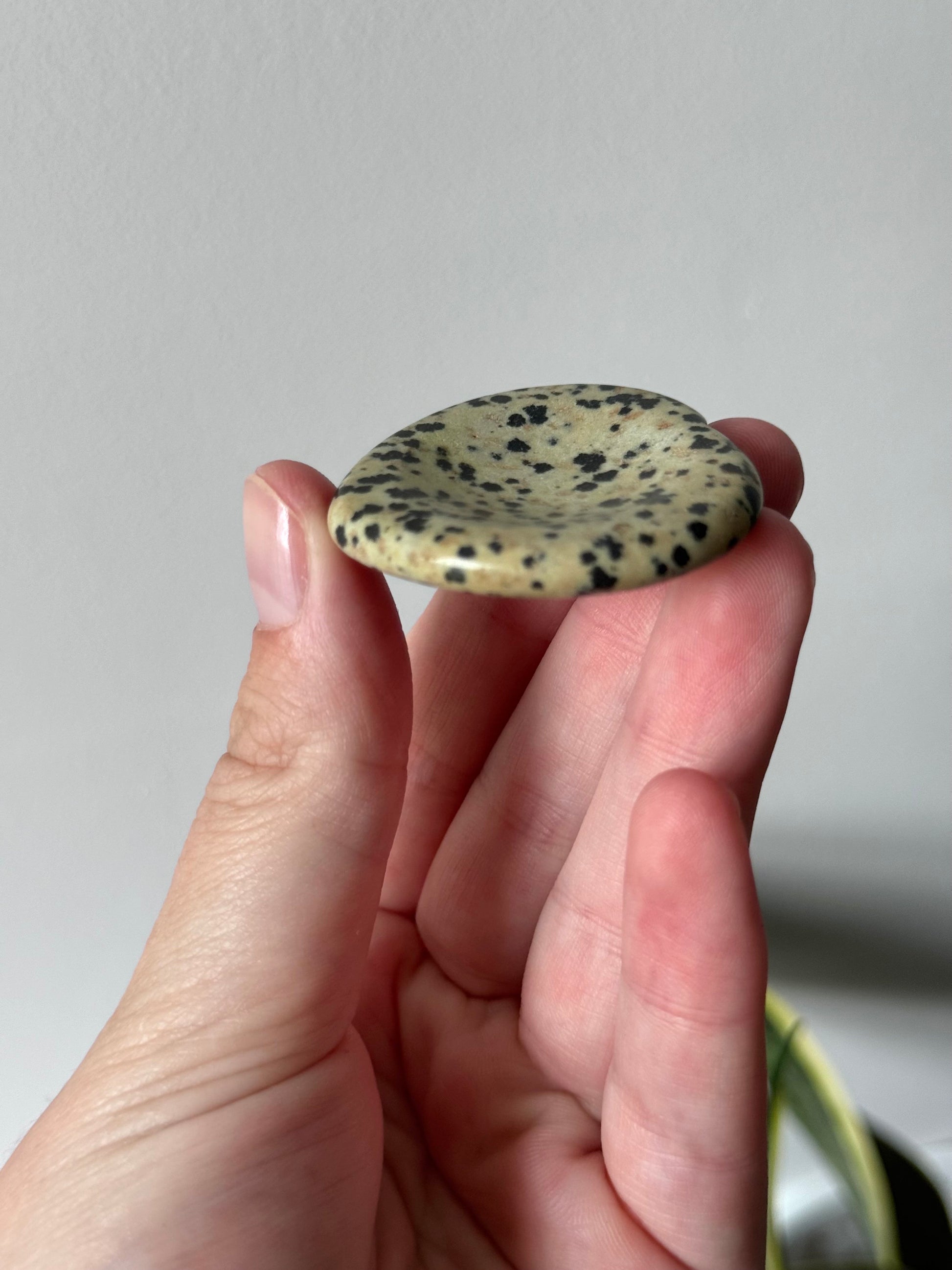 Beautiful Dalmatian Jasper Worry Stone Heart Carving | Touch Stone Pocket Stone Thumb Stone