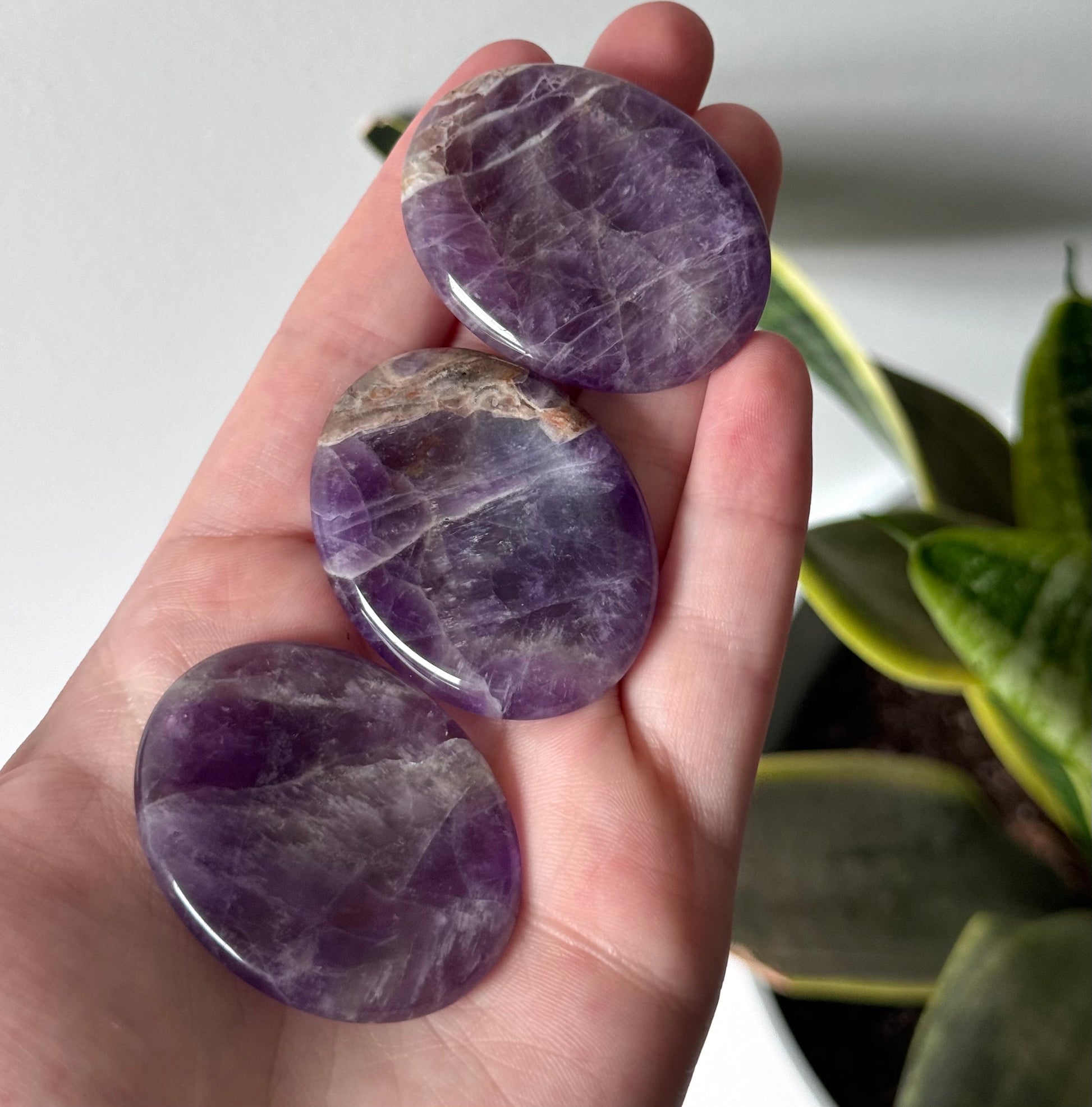 Gorgeous Amethyst Worry Stone Carving | Touch Stone Pocket Stone Thumb Stone