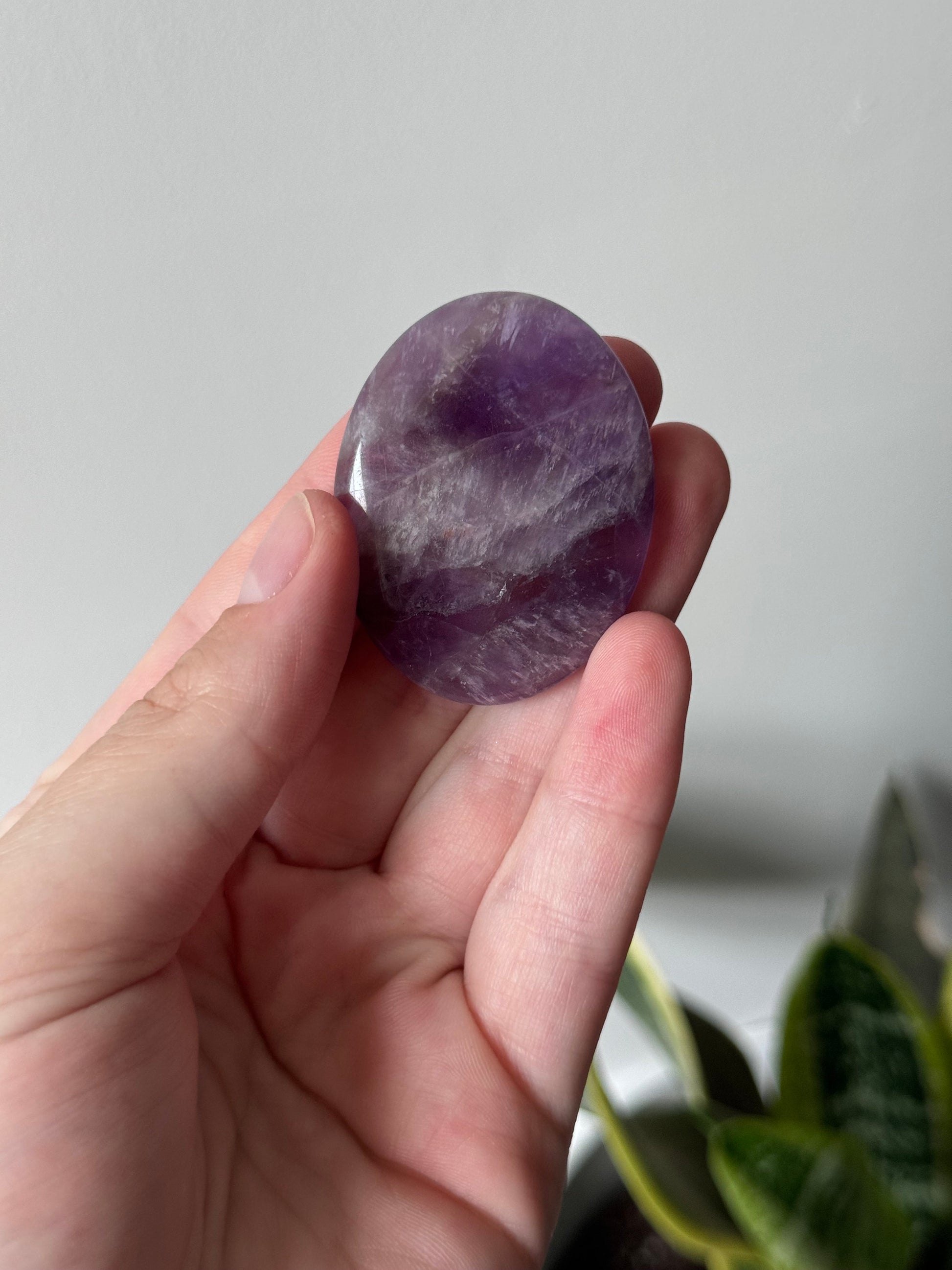Gorgeous Amethyst Worry Stone Carving | Touch Stone Pocket Stone Thumb Stone