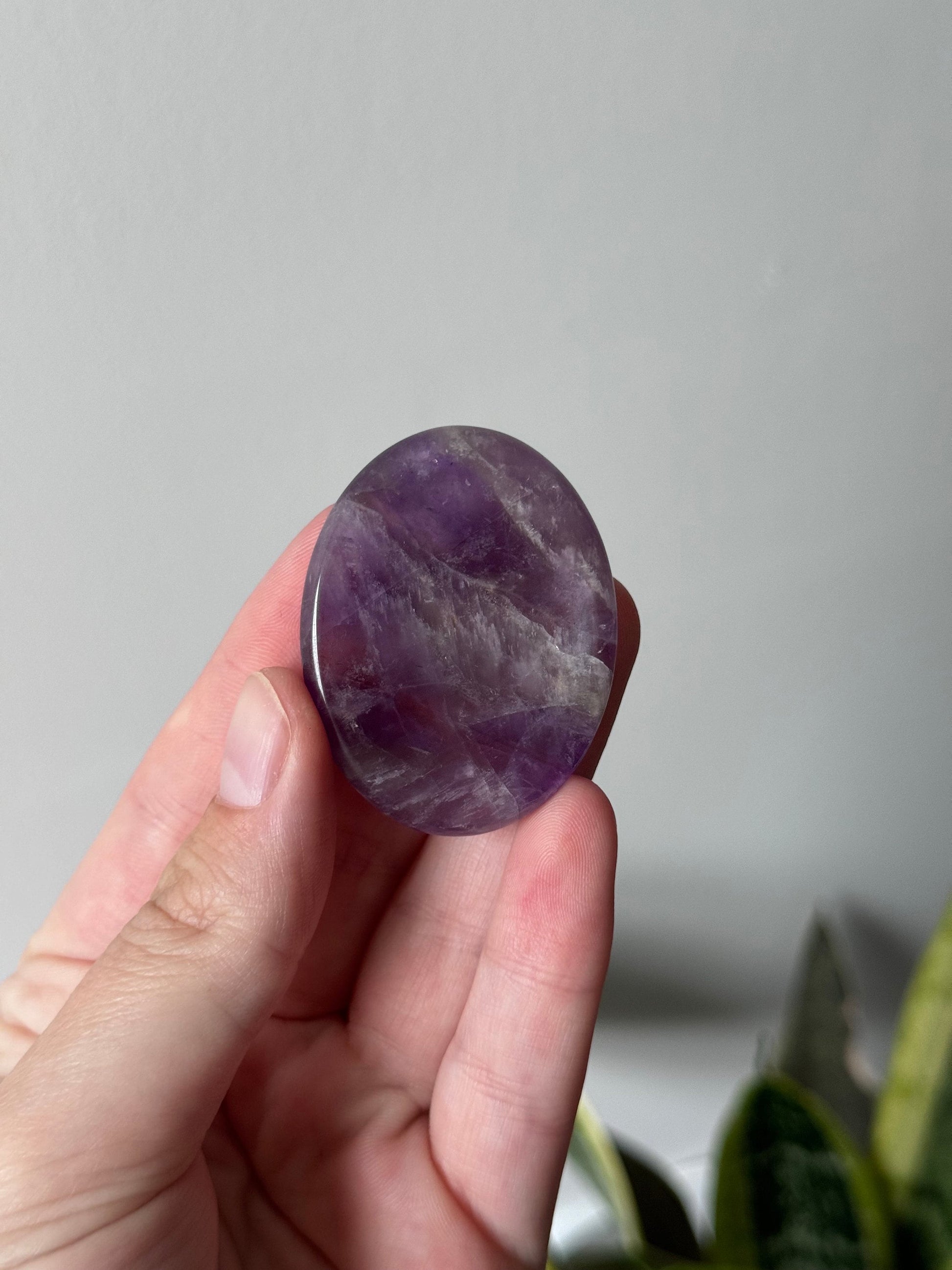 Gorgeous Amethyst Worry Stone Carving | Touch Stone Pocket Stone Thumb Stone