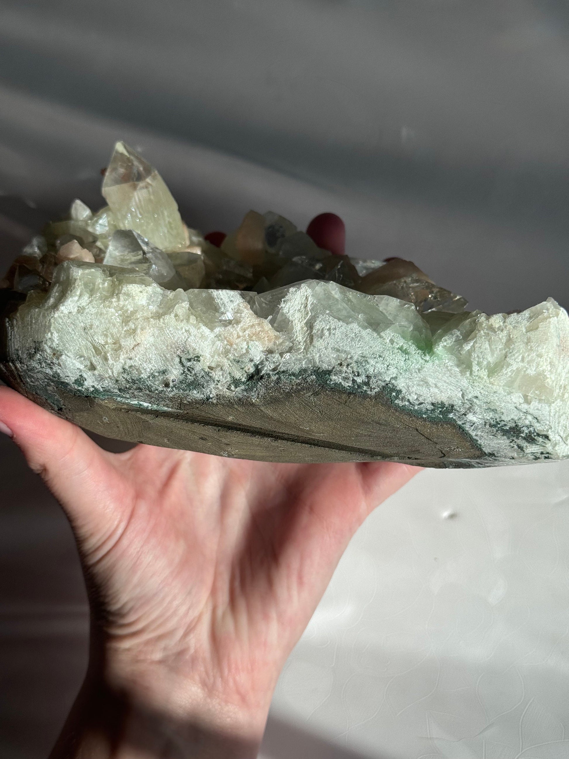 AAA Grade Diamond Apophyllite with Peach Stilbite Cluster from India (1.57kg)