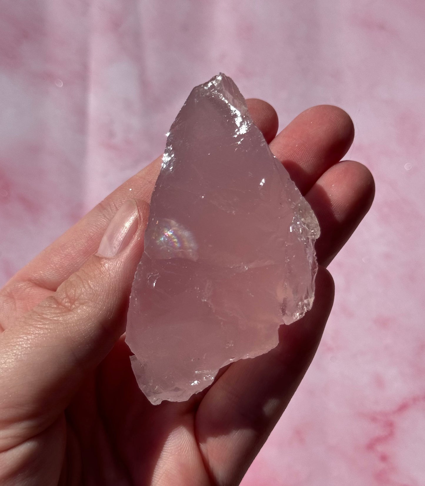 Gorgeous High Quality Rose Quartz Chunk with Rainbows from Brazil | Raw Rose Quartz