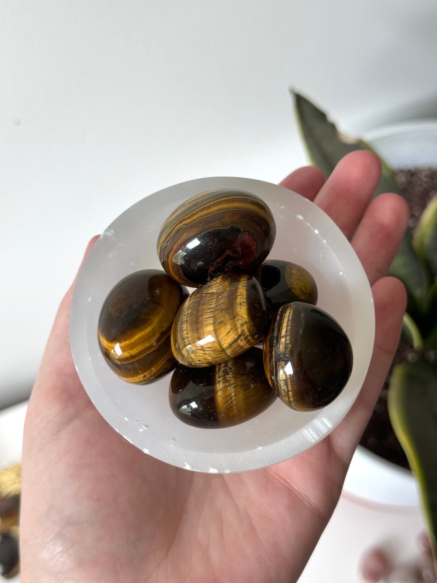 Large Tiger’s Eye Tumbled Stone | Flashy Tigers Eye Tumbles