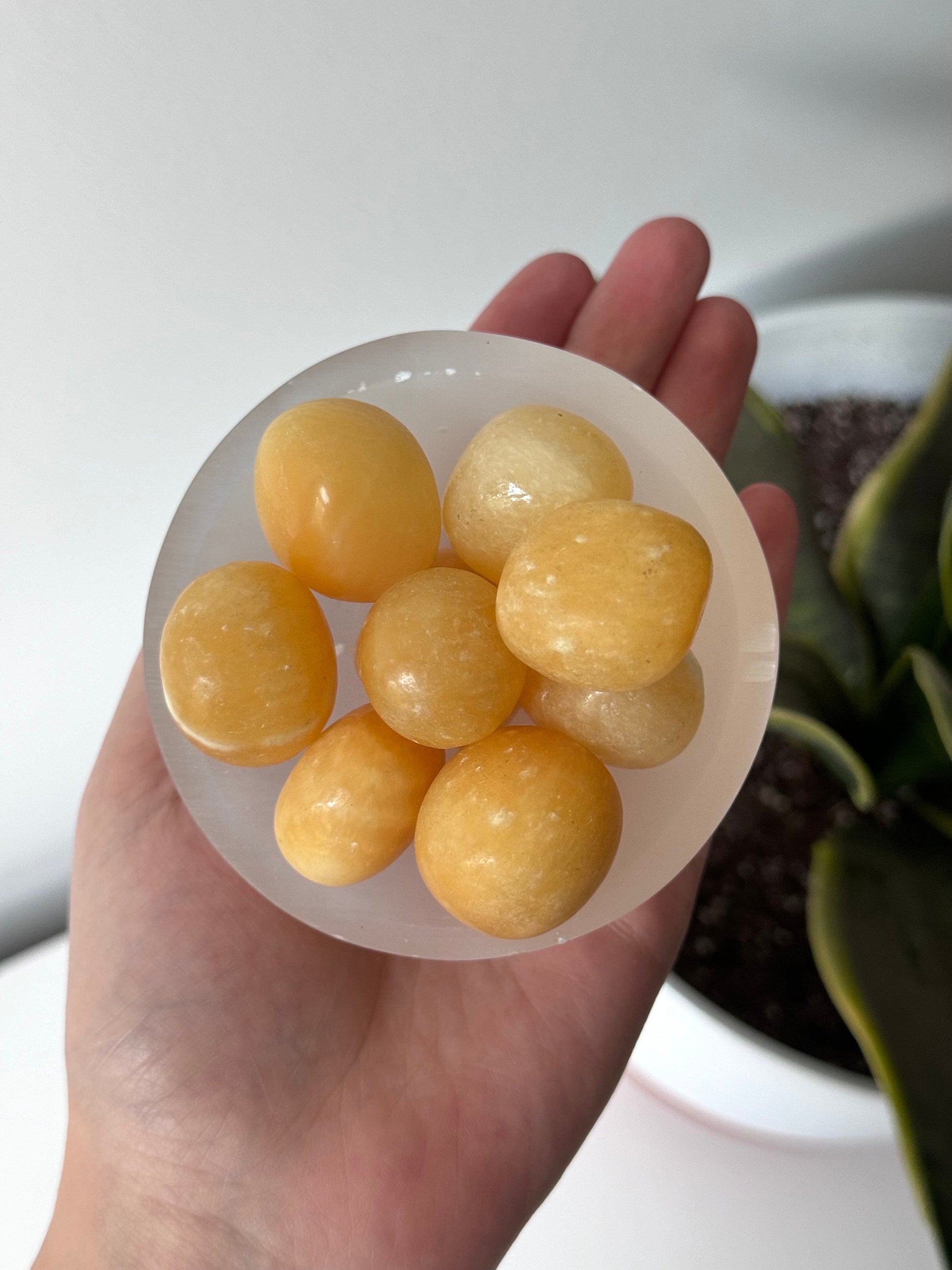 Large Orange Calcite Tumbled Stones | Orange Calcite Tumbles