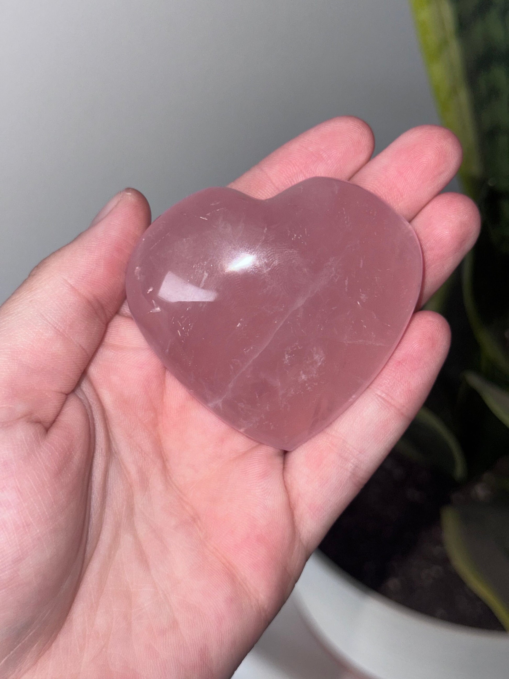 High Quality Rose Quartz Heart Carving | Gemmy Rose Quartz Puffy Heart