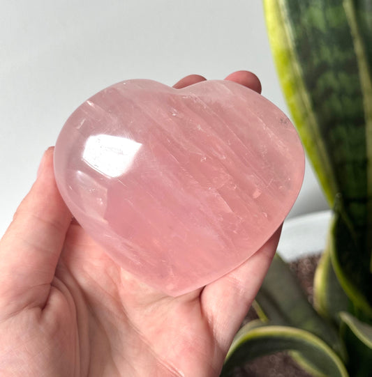 High Quality Rose Quartz Heart Carving with Star Flash | Gemmy Rose Quartz Puffy Heart Asterism
