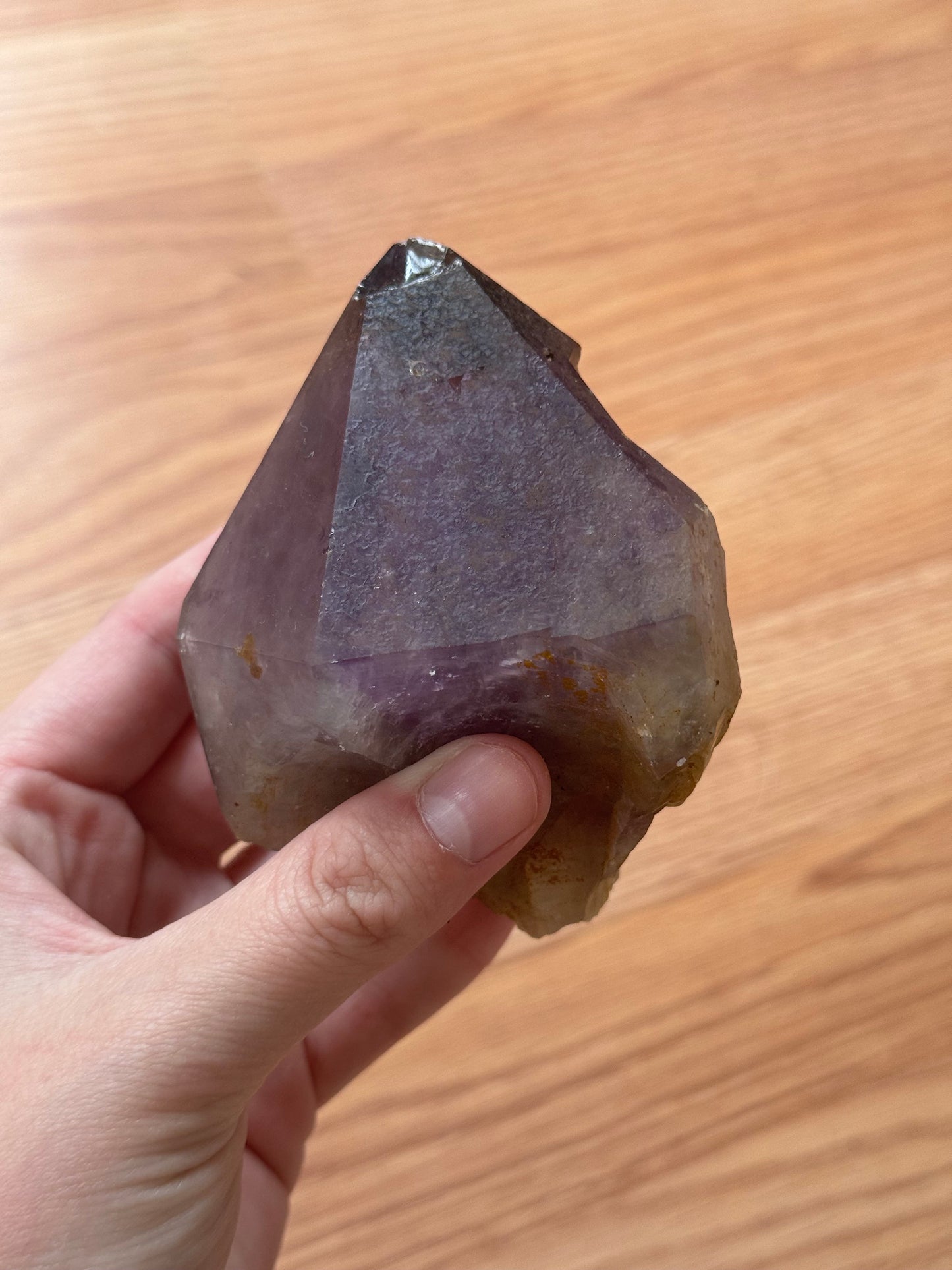 Stunning Large Raw Amethyst Top Point from Congo with Iron Inclusions | Misfit Crystal with Chip