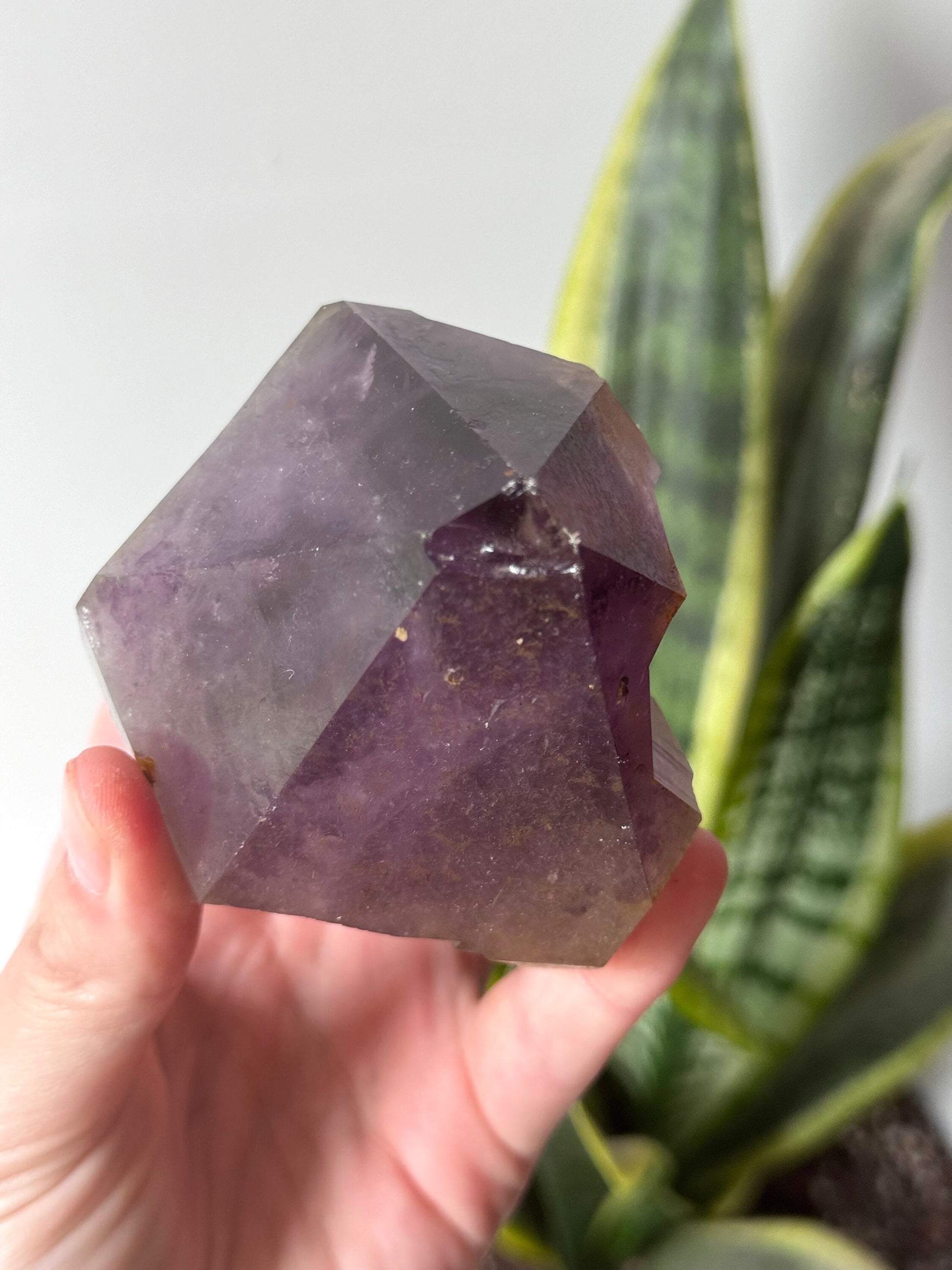 Stunning Large Raw Amethyst Top Point from Congo with Iron Inclusions | Misfit Crystal with Chip