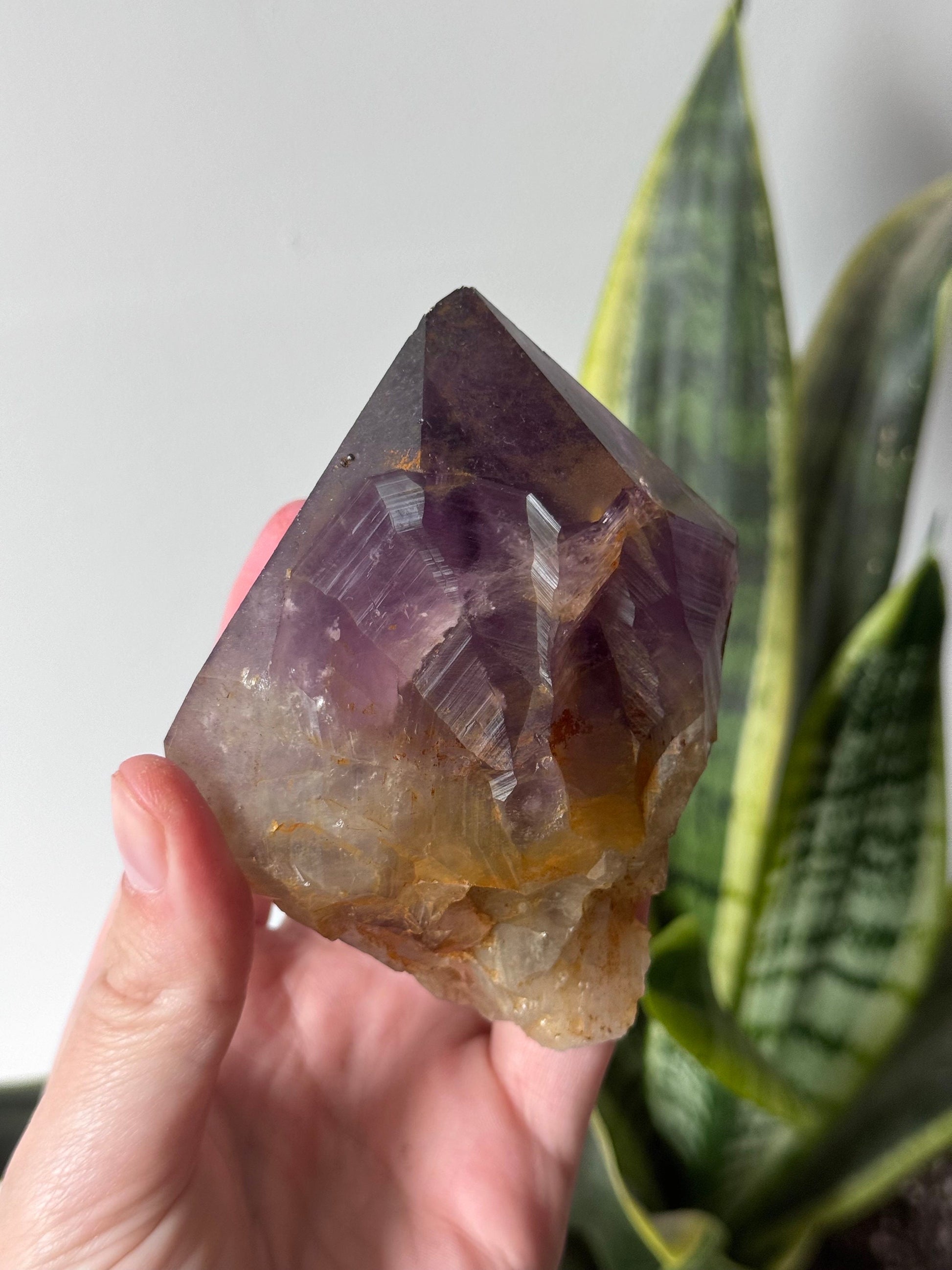 Stunning Large Raw Amethyst Top Point from Congo with Iron Inclusions | Misfit Crystal with Chip