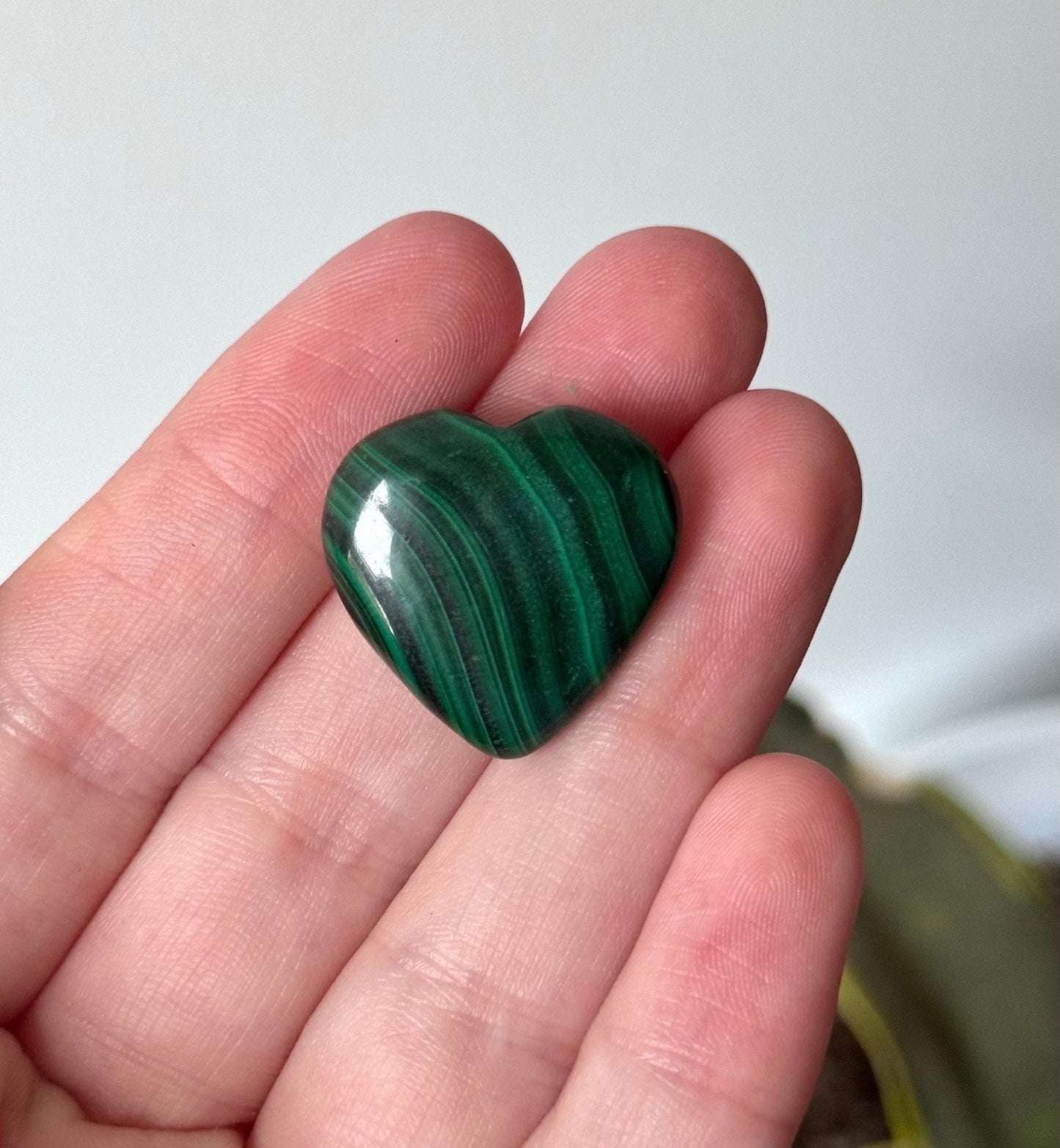 Beautiful Mini Malachite Heart Carvings | Miniature Banded Malachite Pocket Hearts