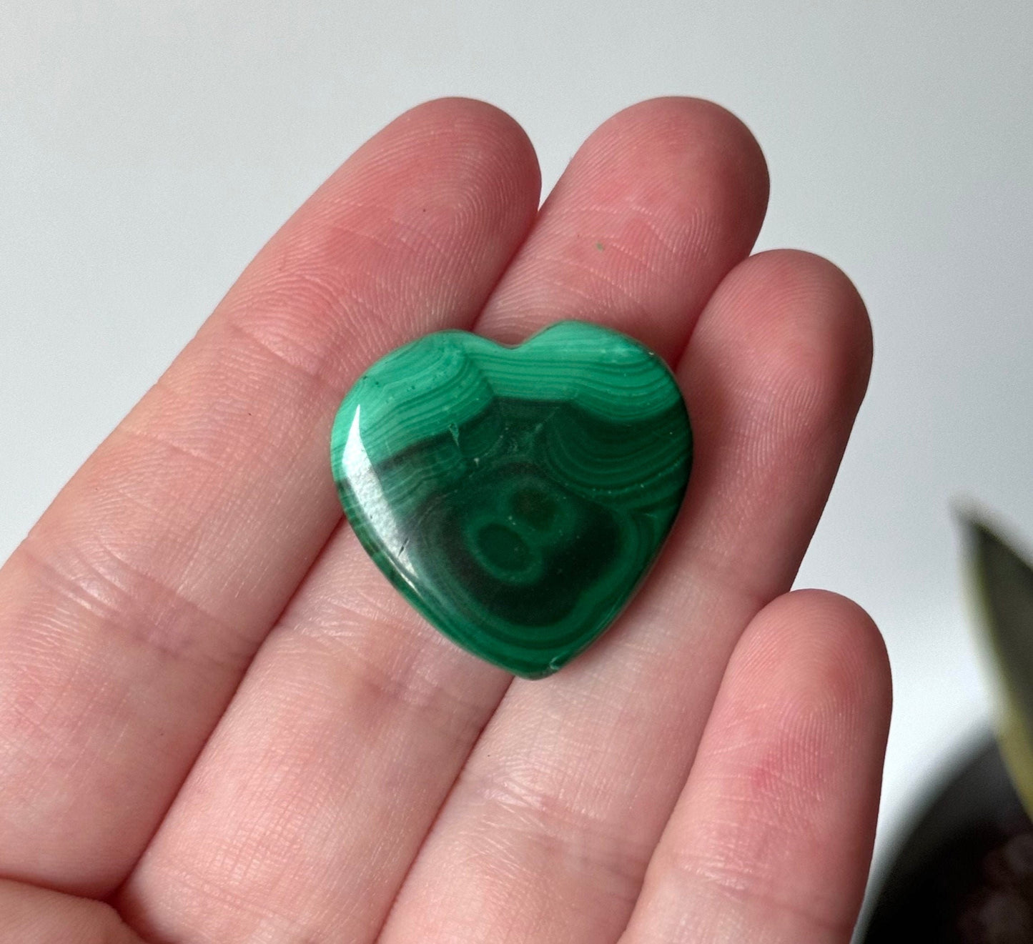 Beautiful Mini Malachite Heart Carvings | Miniature Banded Malachite Pocket Hearts
