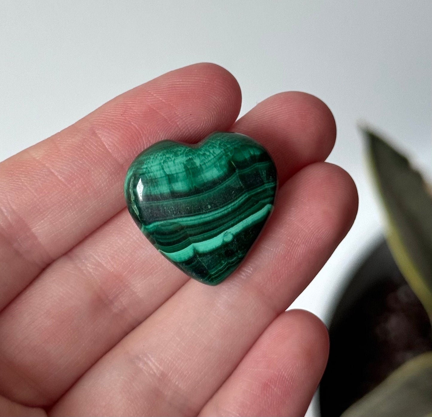 Beautiful Mini Malachite Heart Carvings | Miniature Banded Malachite Pocket Hearts