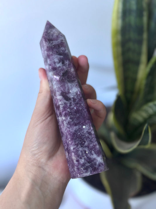 Beautiful Lepidolite Obelisk | Large Lepidolite Tower Carving Point