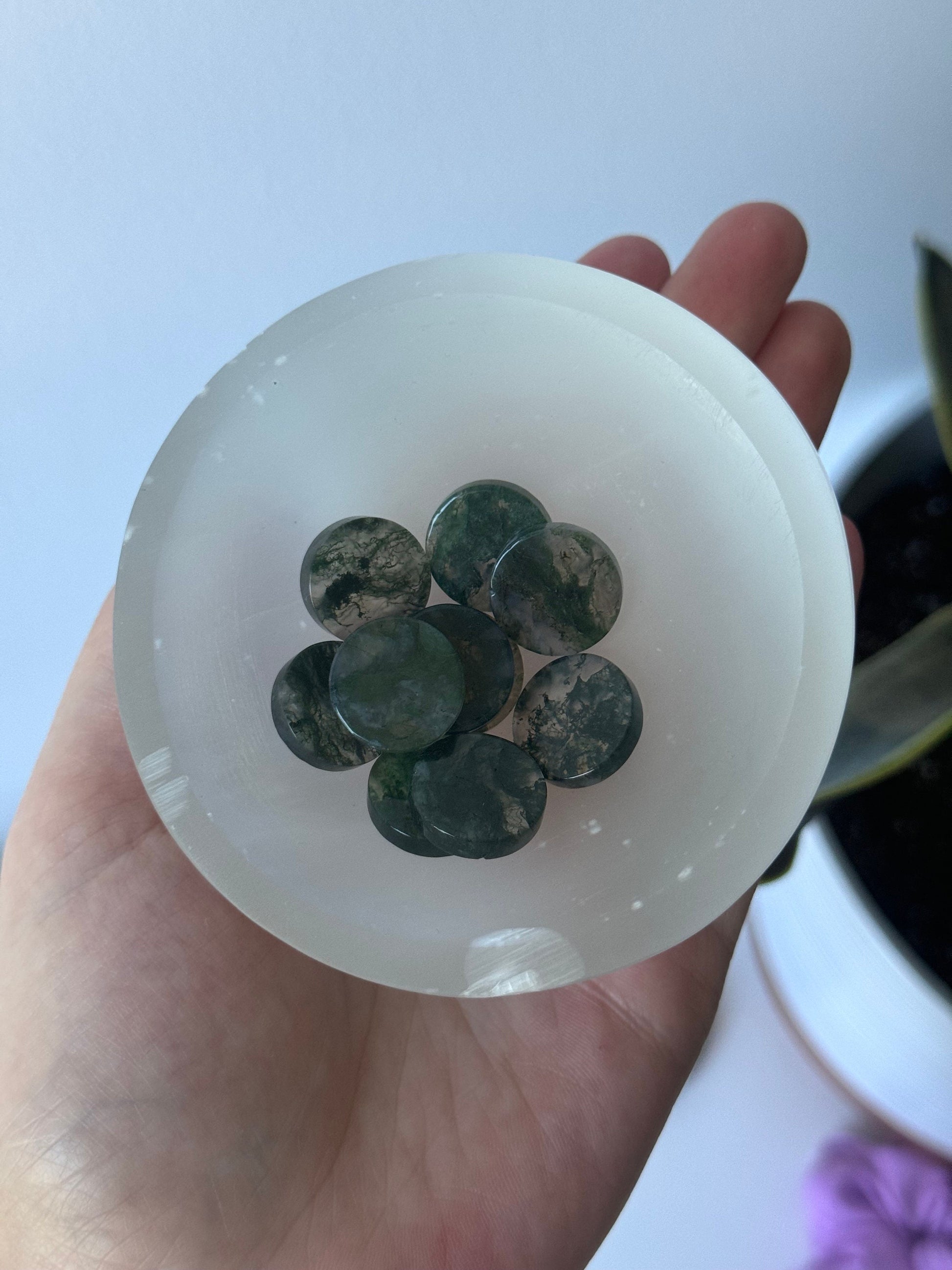 Adorable Moss Agate Mini Rounds | Small Moss Agate Coin Carvings