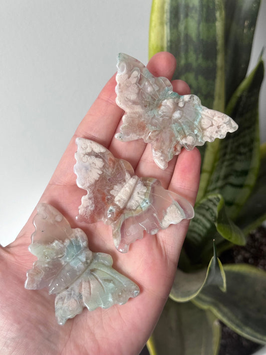 Stunning Green Flower Agate Butterfly Carving | You Pick which Butterfly