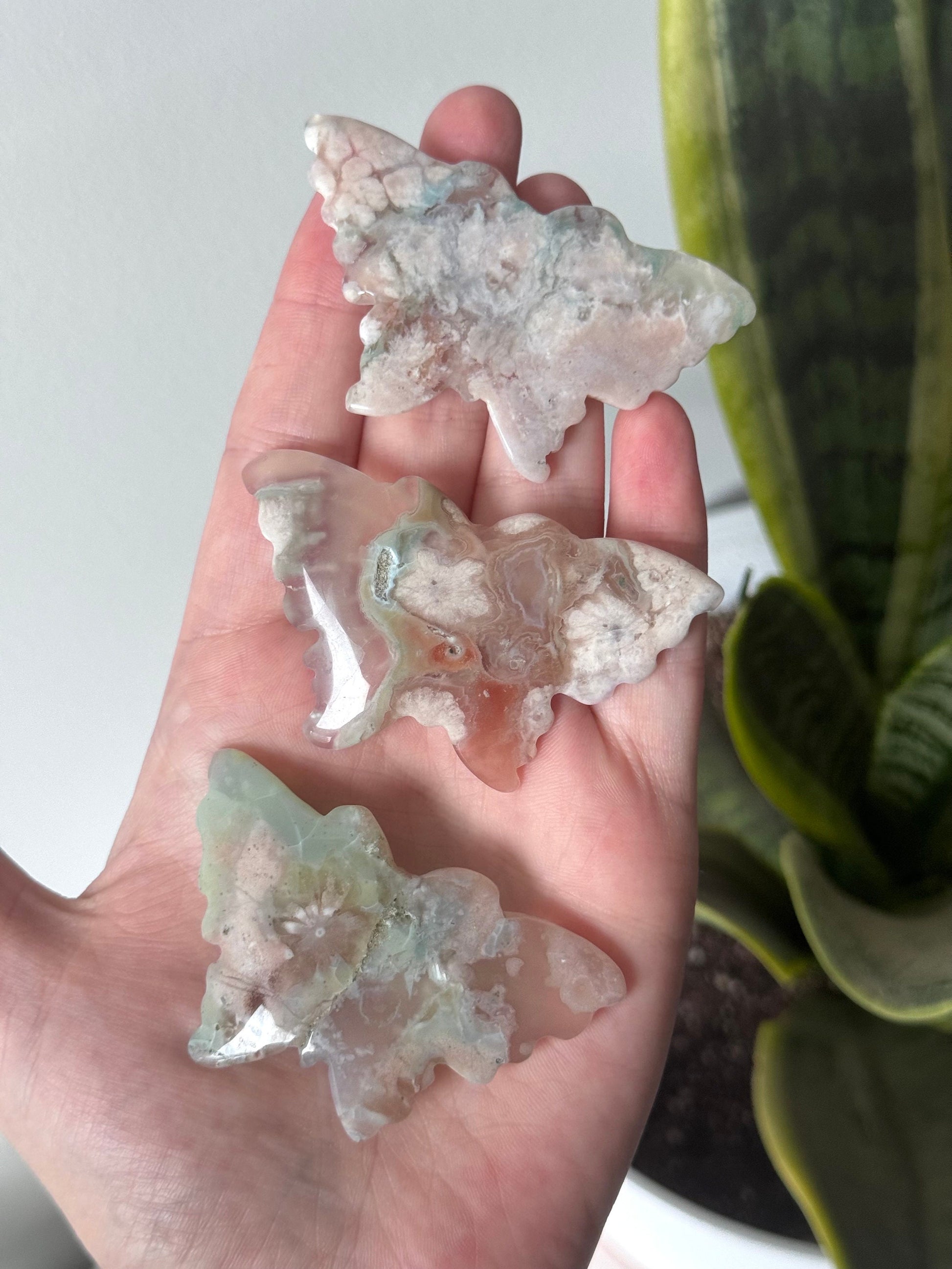 Stunning Green Flower Agate Butterfly Carving | You Pick which Butterfly