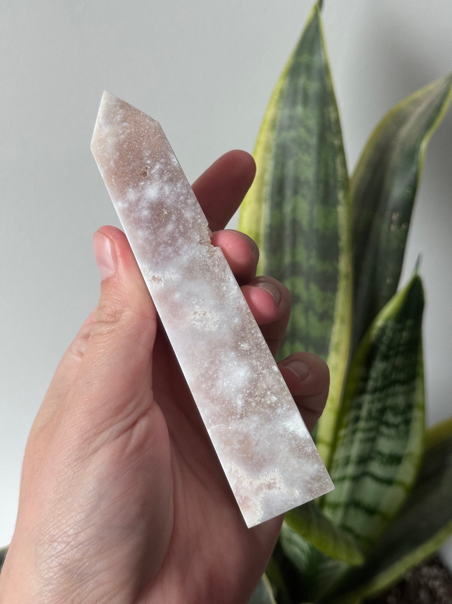 Pink Amethyst with Flower Agate Tower 6” Pink Flower Amethyst Obelisk