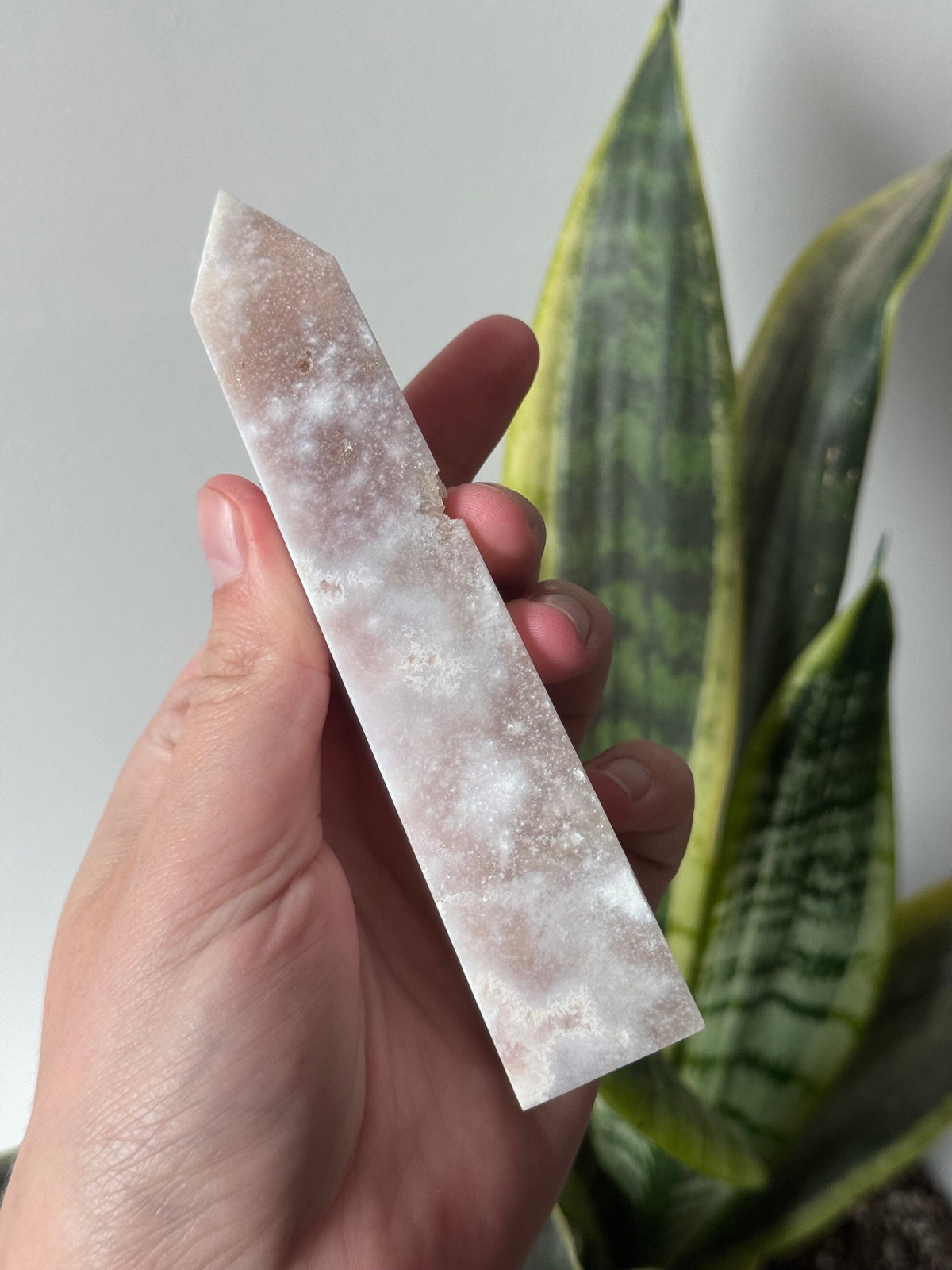 Pink Amethyst with Flower Agate Tower 6” Pink Flower Amethyst Obelisk
