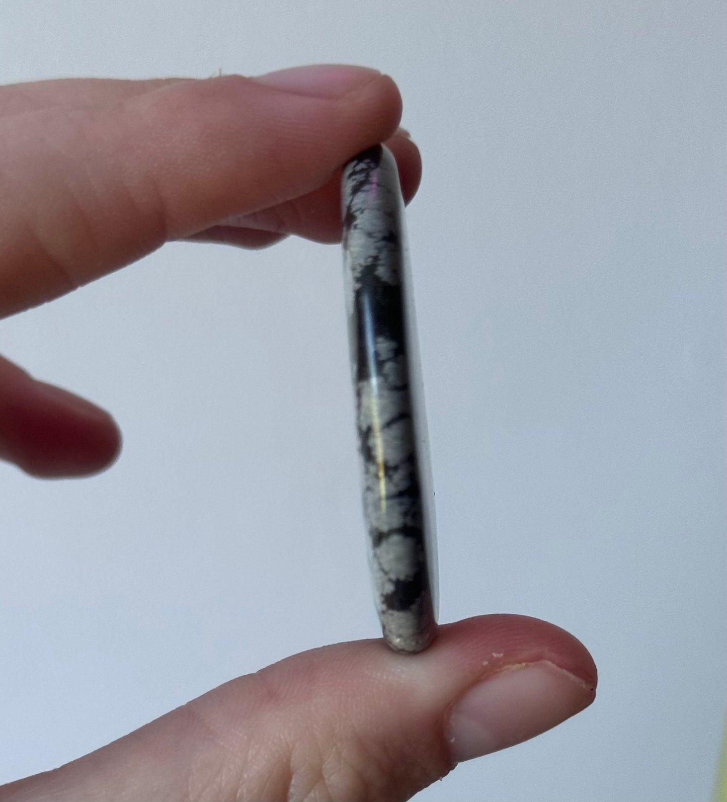 Beautiful Snowflake Obsidian Flat Stones | Snowflake Obsidian Round Pebble Worry Stone